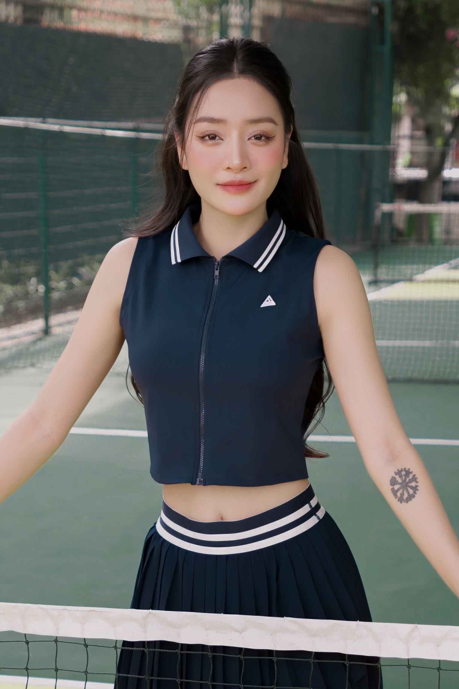 Áo polo tennis pickleball nữ Fitme LUXE ES - ACSP01 - Blazer Navy - Fitme Sportswear