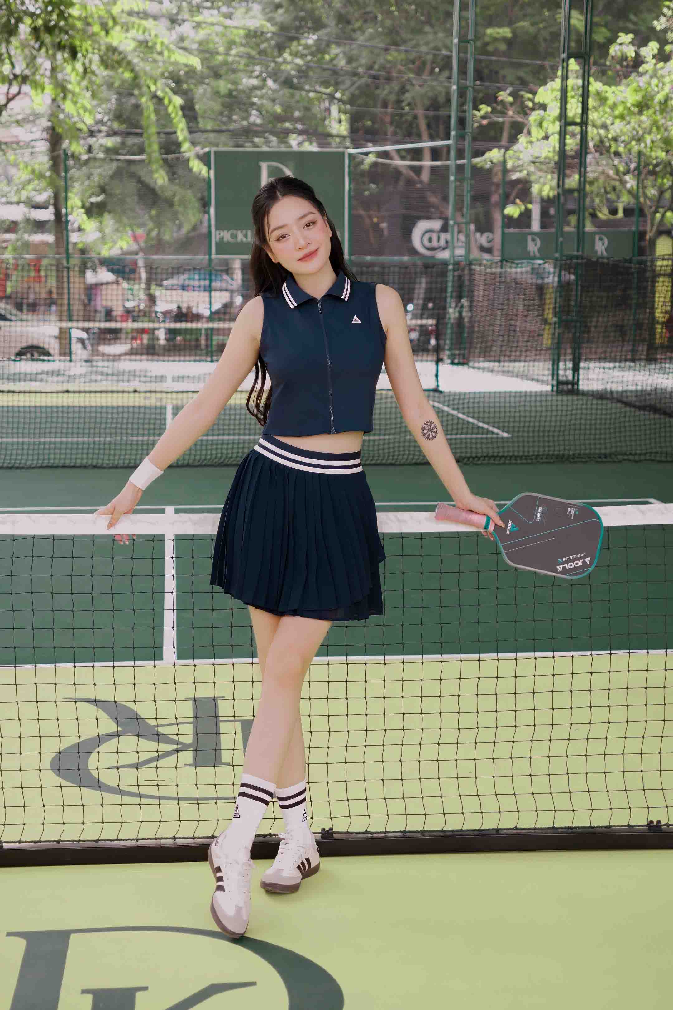 Áo polo tennis pickleball nữ Fitme LUXE ES - ACSP01 - Blazer Navy - Fitme Sportswear