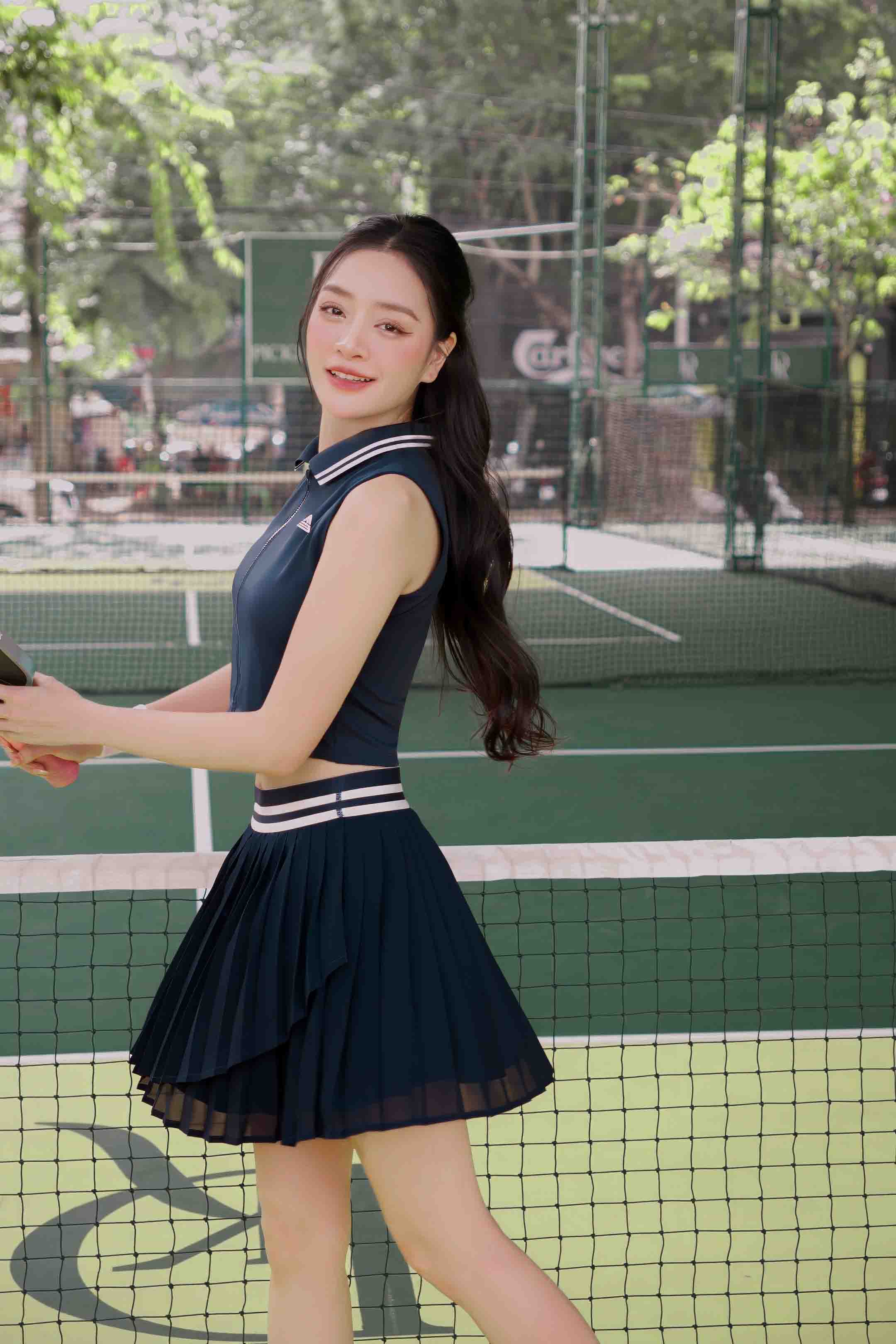 Áo polo tennis pickleball nữ Fitme LUXE ES - ACSP01 - Blazer Navy - Fitme Sportswear