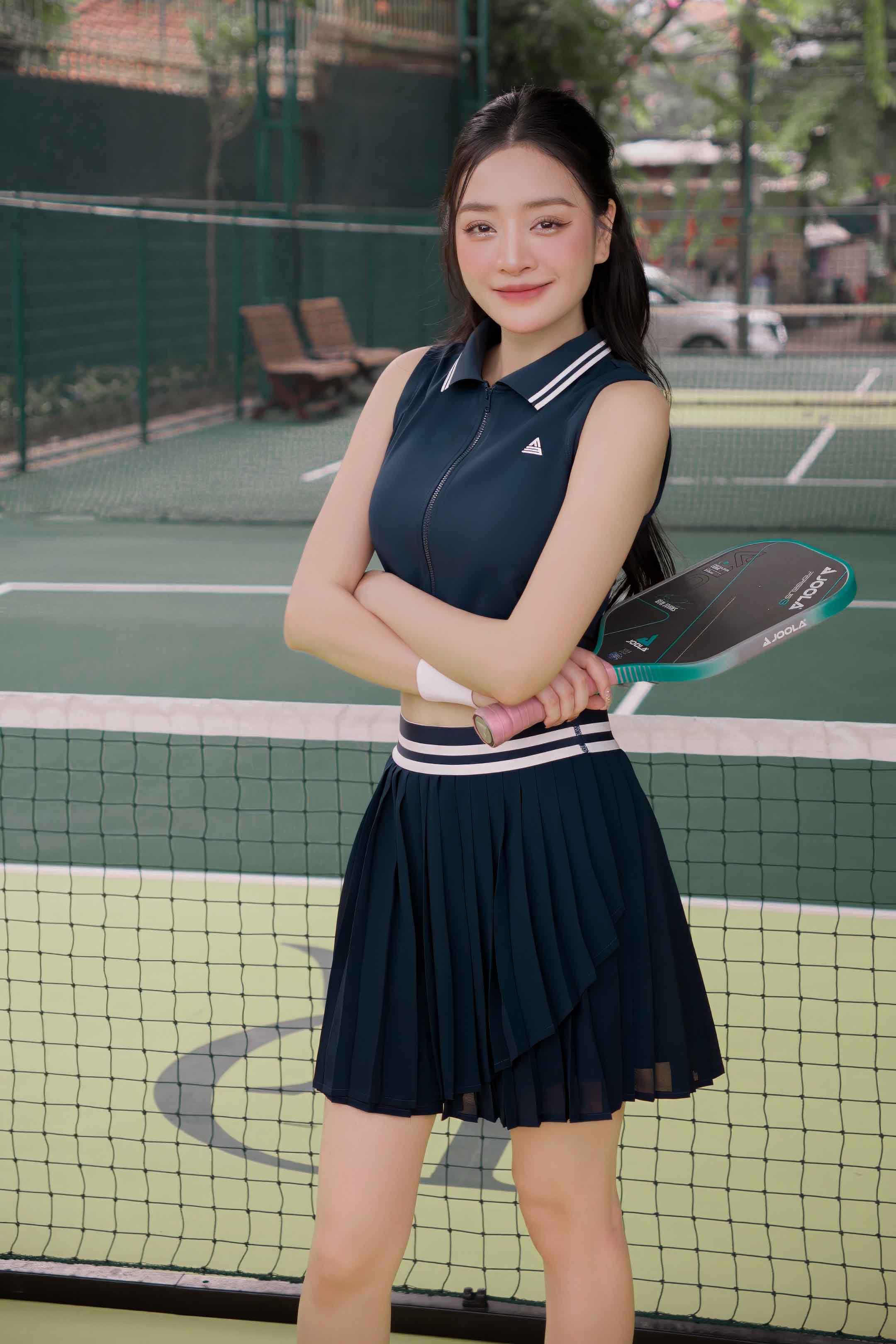 Áo polo tennis pickleball nữ Fitme LUXE ES - ACSP01 - Blazer Navy - Fitme Sportswear