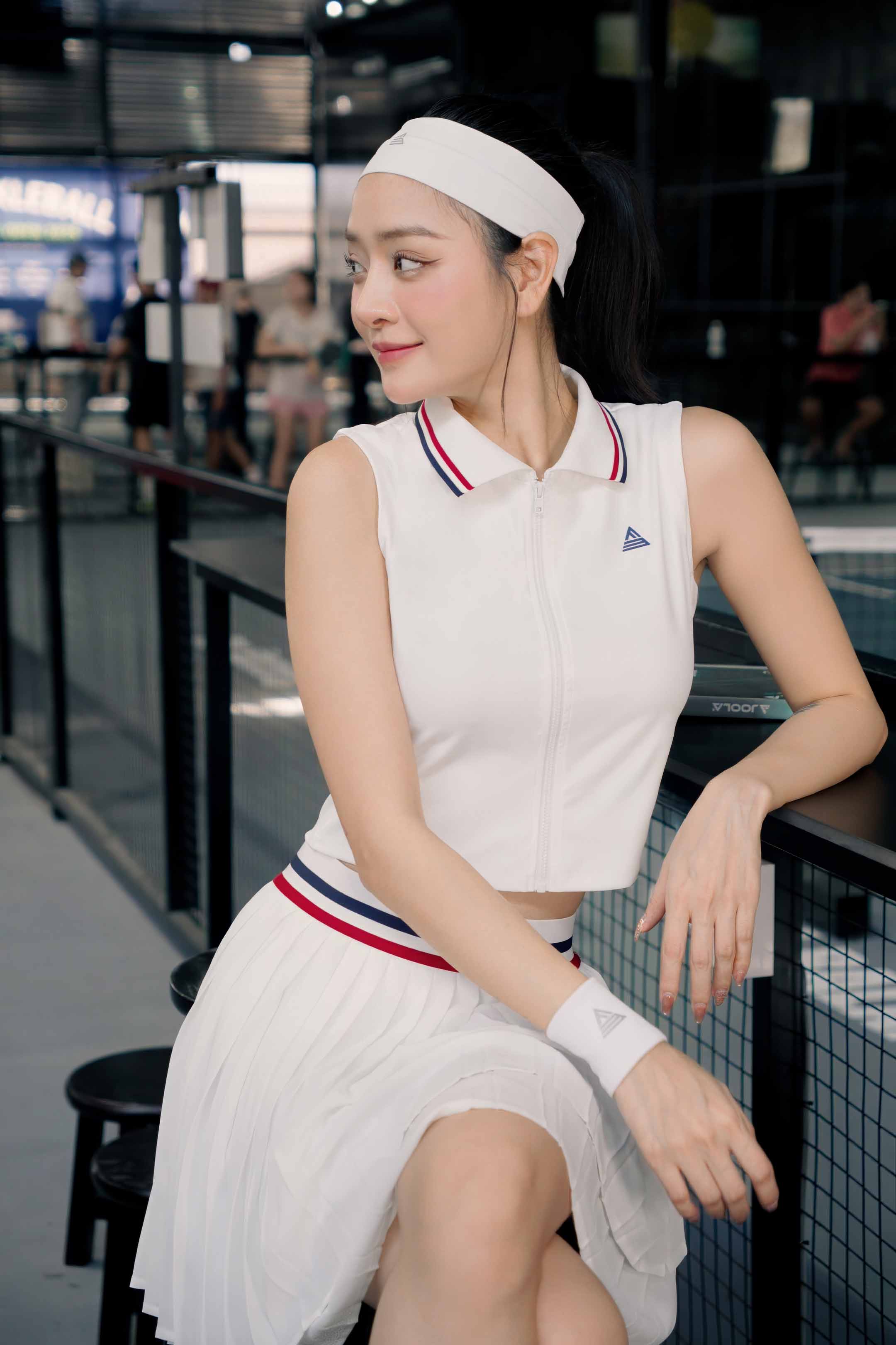 Áo polo tennis pickleball nữ Fitme LUXE ES - ACSP01 - Trắng - Fitme Sportswear