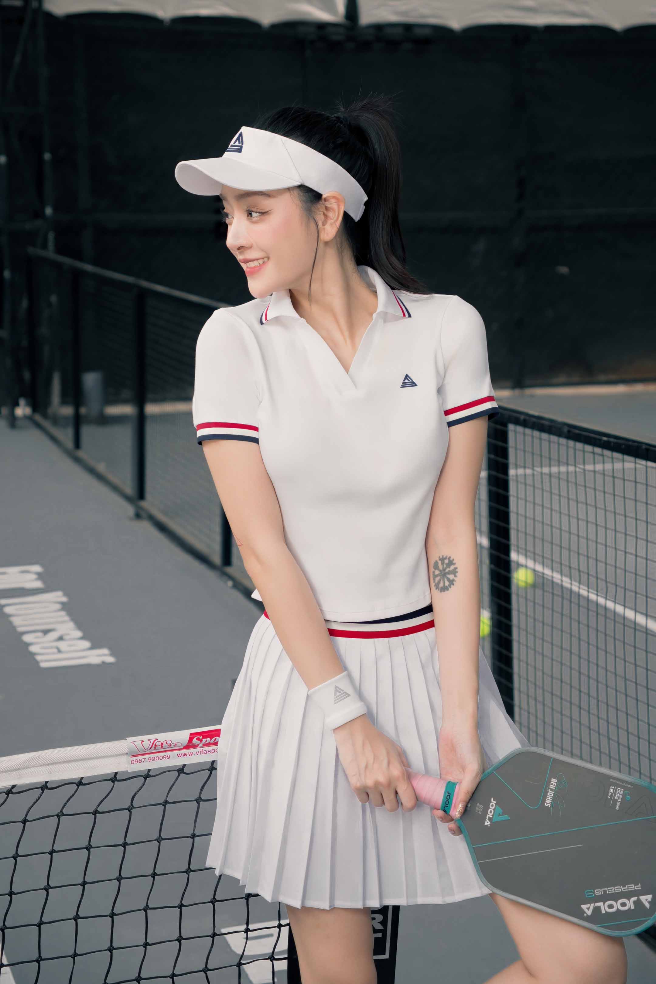 Áo polo tennis pickleball nữ Fitme VIVE ES - APSP01 - Trắng - Fitme Sportswear
