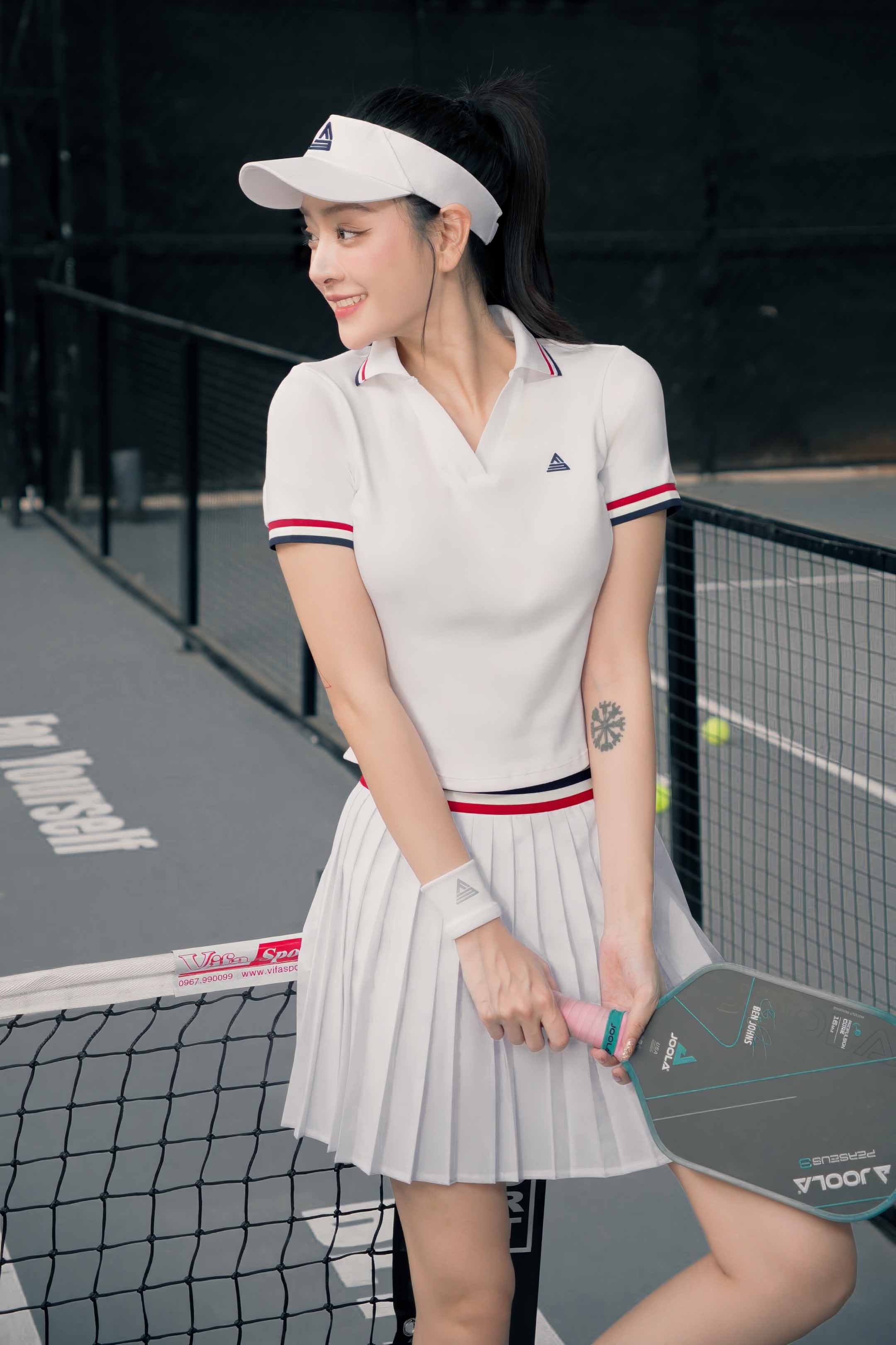 Váy tennis pickleball nữ Fitme FLEUR ES - VXSP01 - Trắng - Fitme Sportswear