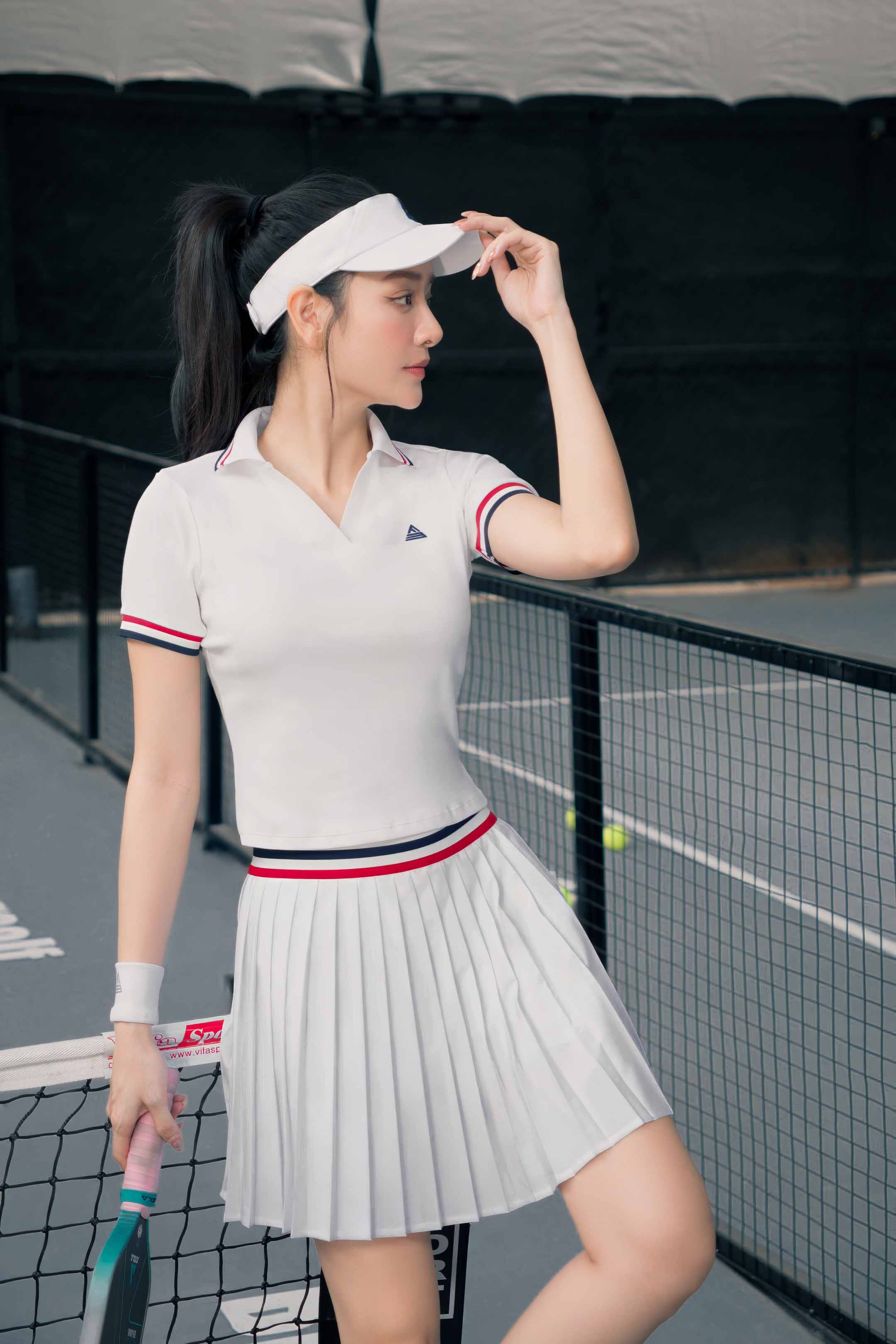 Áo polo tennis pickleball nữ Fitme VIVE ES - APSP01 - Trắng - Fitme Sportswear