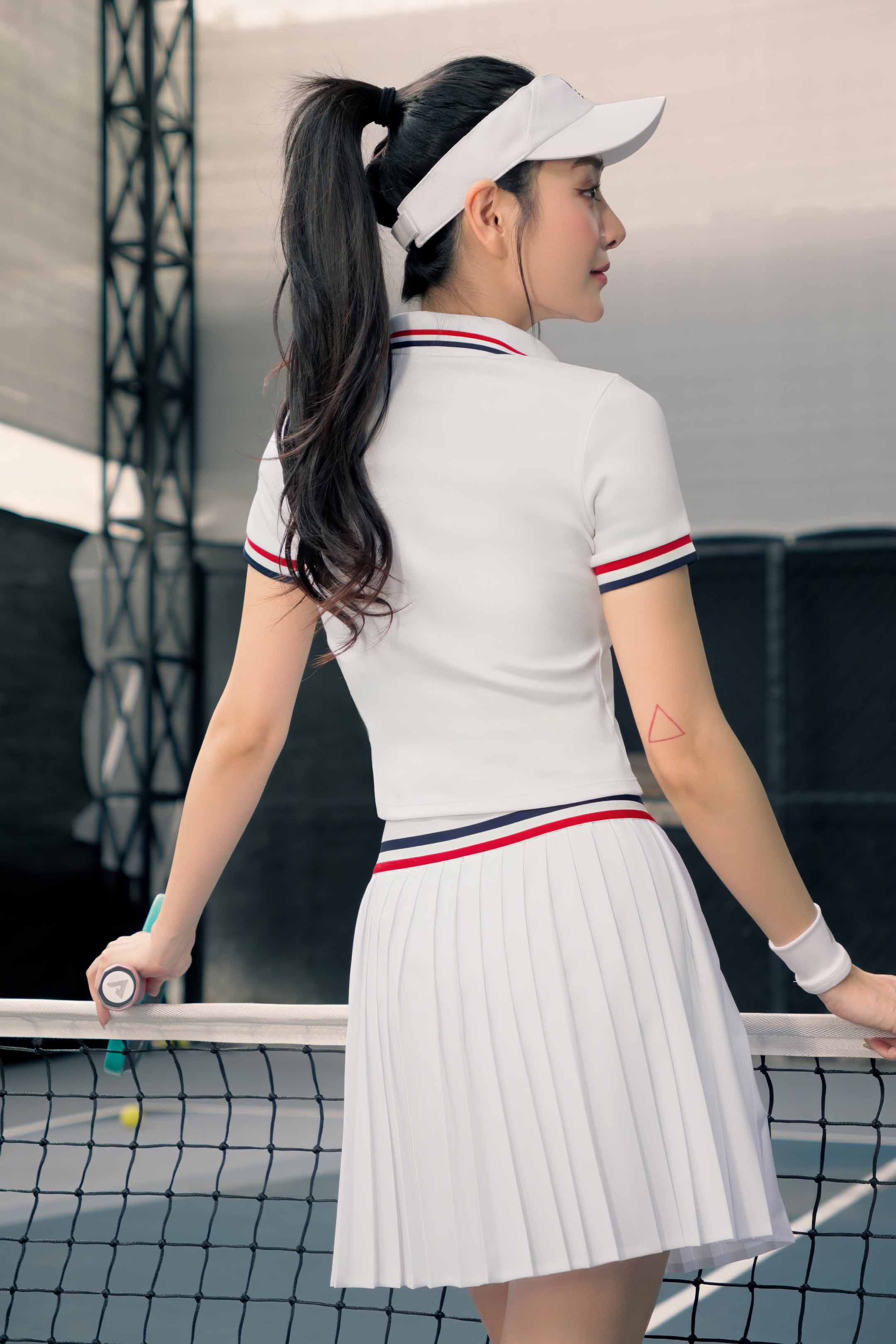 Áo polo tennis pickleball nữ Fitme VIVE ES - APSP01 - Trắng - Fitme Sportswear