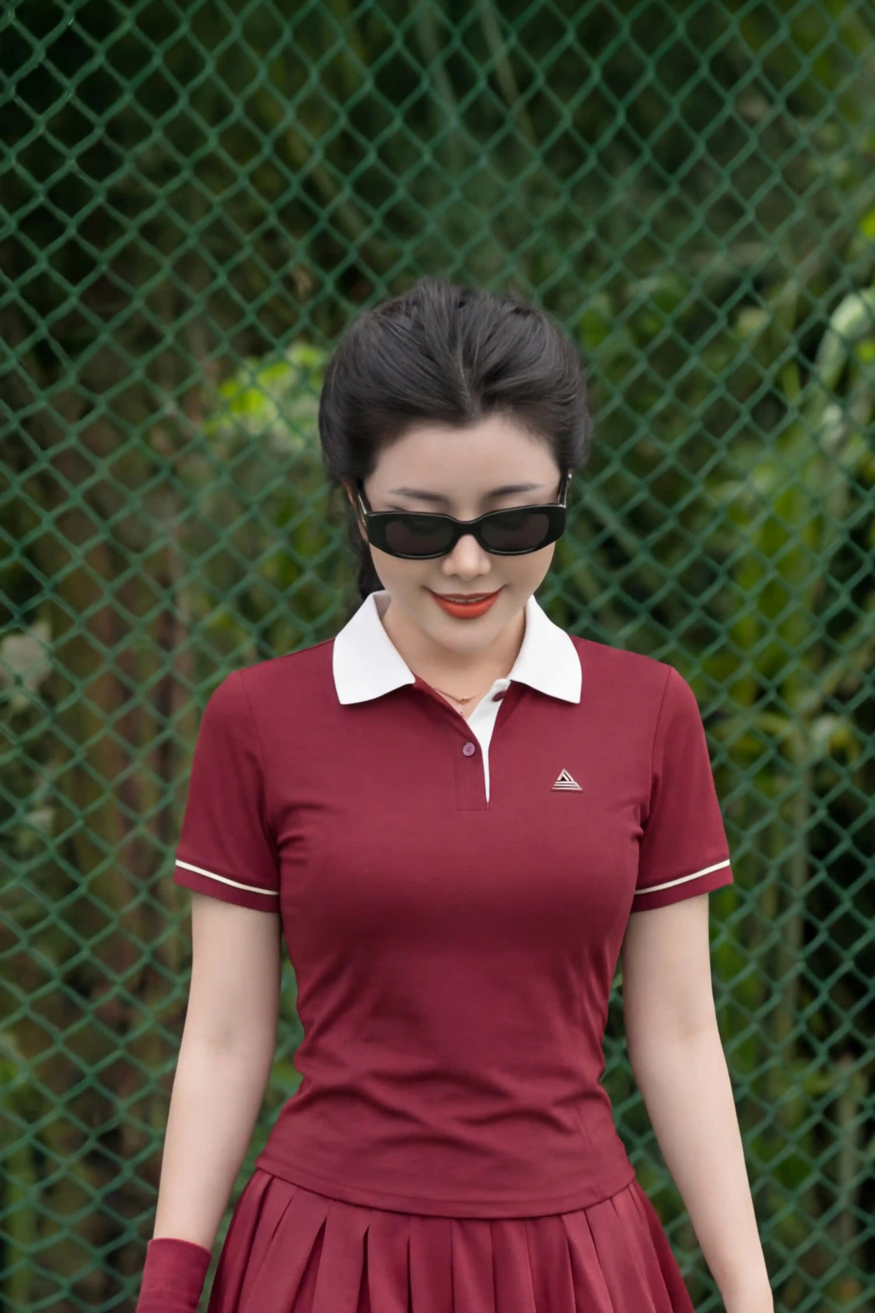 Áo polo tập pickleball tennis nữ APGR01 Đỏ