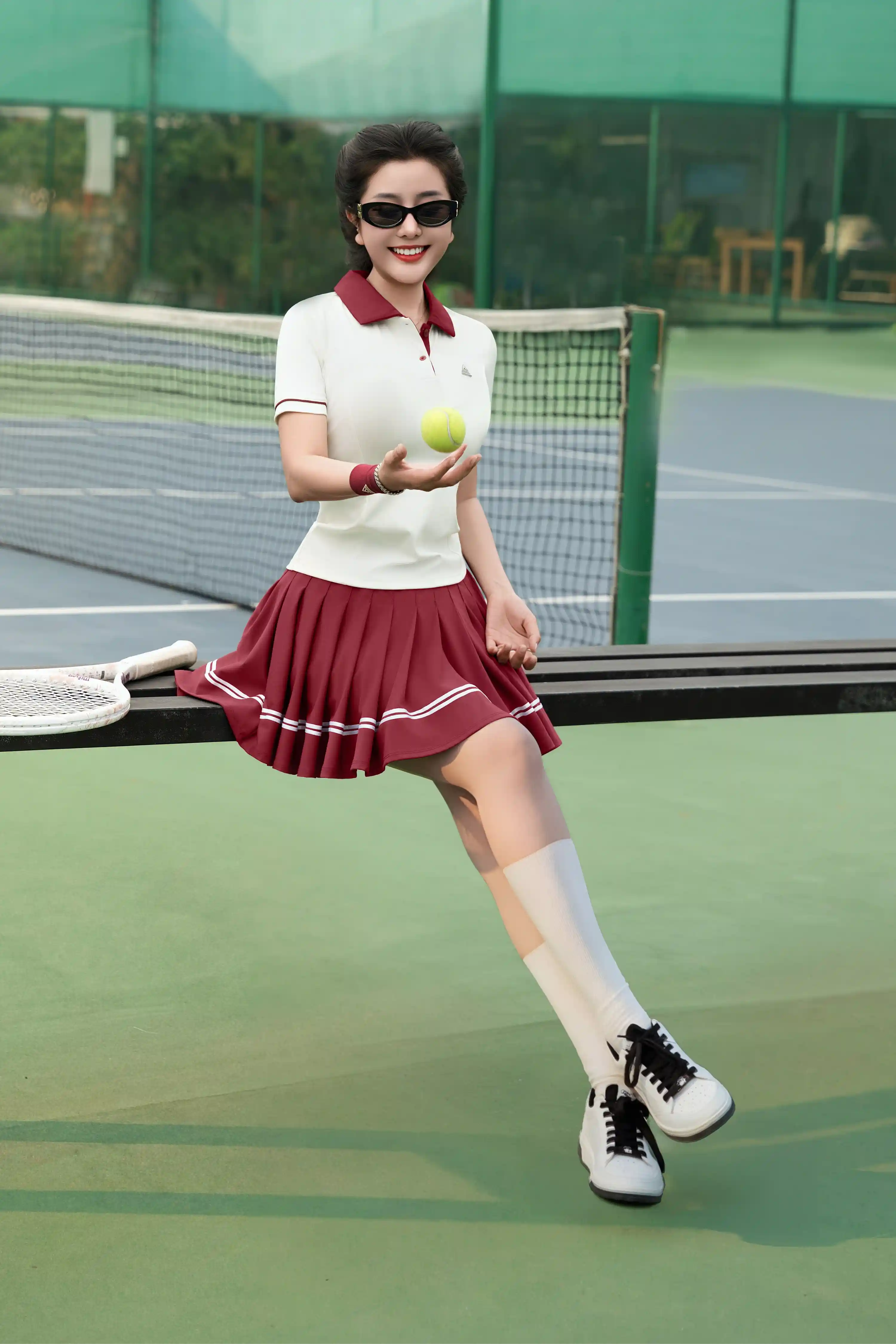 Áo polo tập pickleball tennis nữ APGR01 Trắng