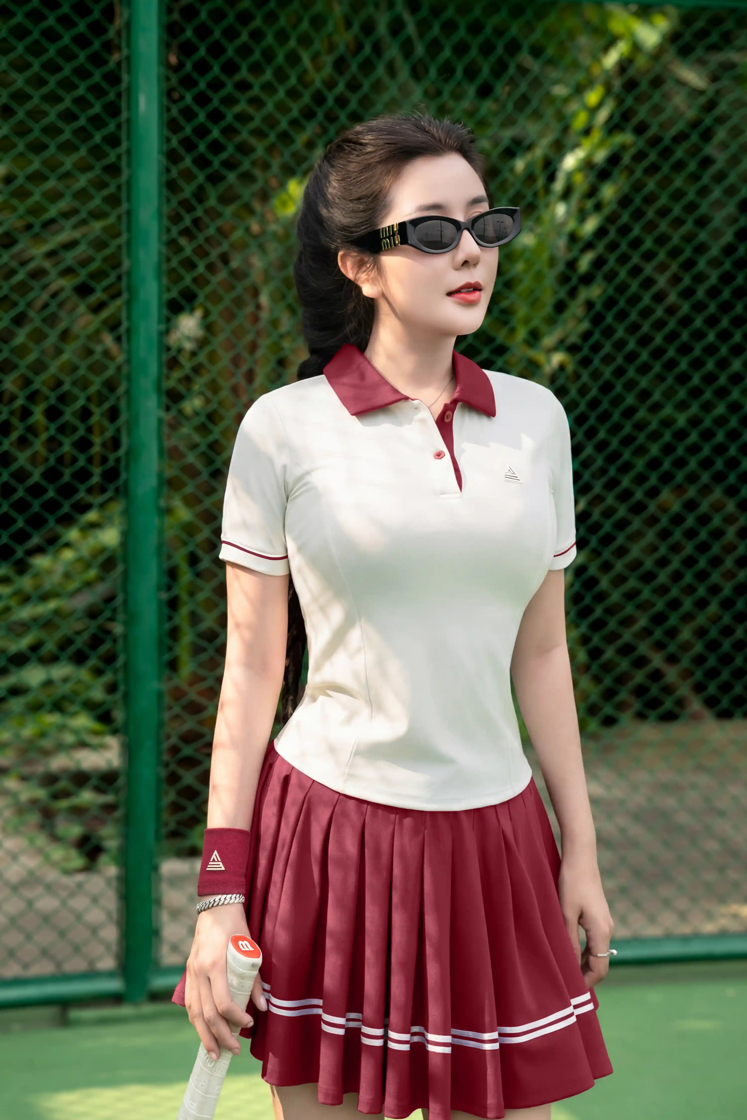 Áo polo tập pickleball tennis nữ APGR01 Trắng