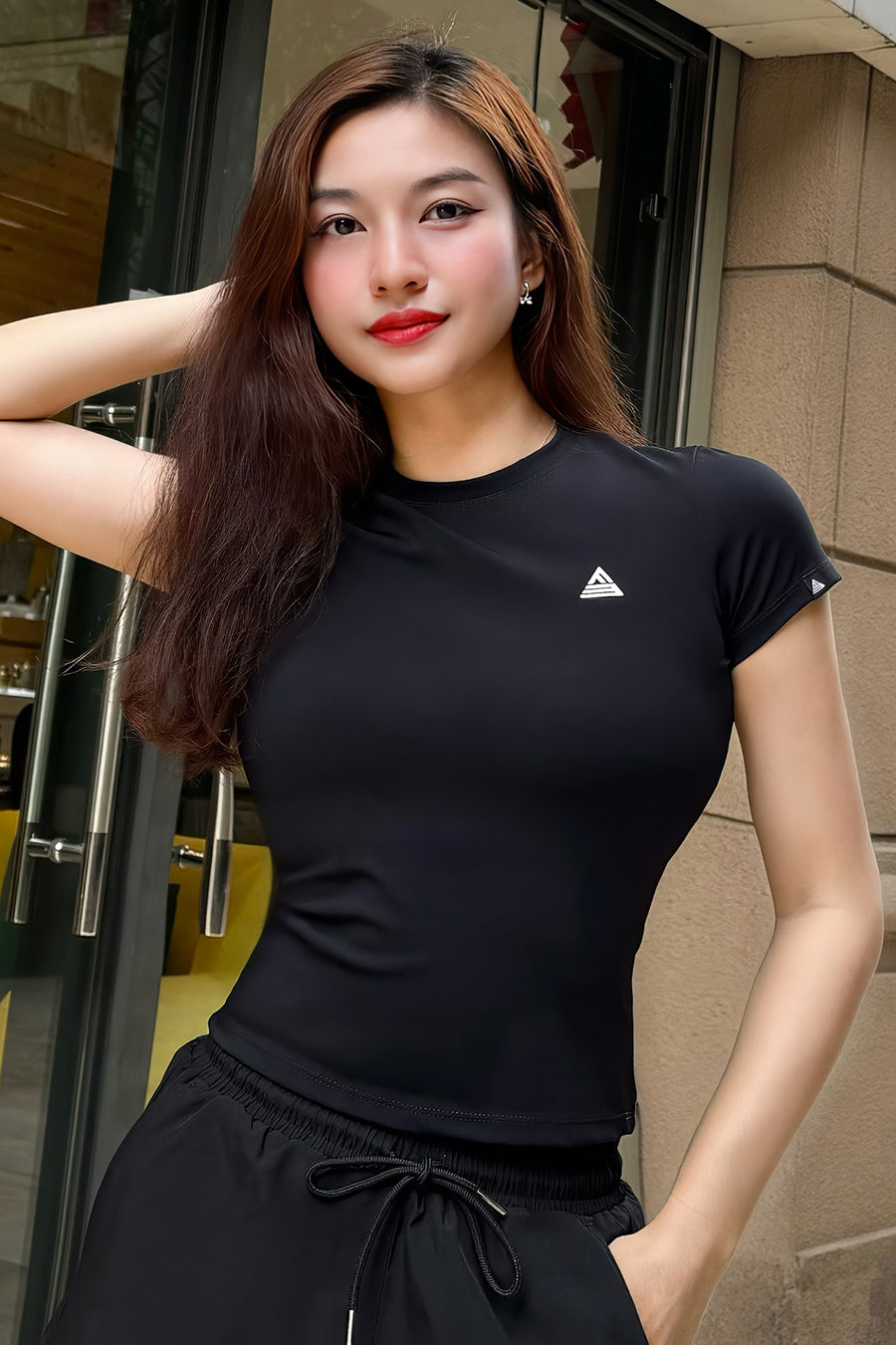 Áo tập tennis pickleball nữ tay ngắn Fitme - ACNB01 - Đen - Fitme Sportswear