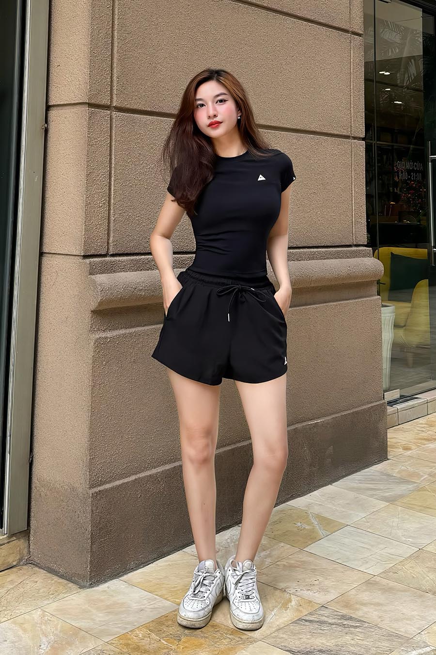 Quần đùi thể thao nữ 2 lớp Fitme - Q2NU01 - Đen - Fitme Sportswear