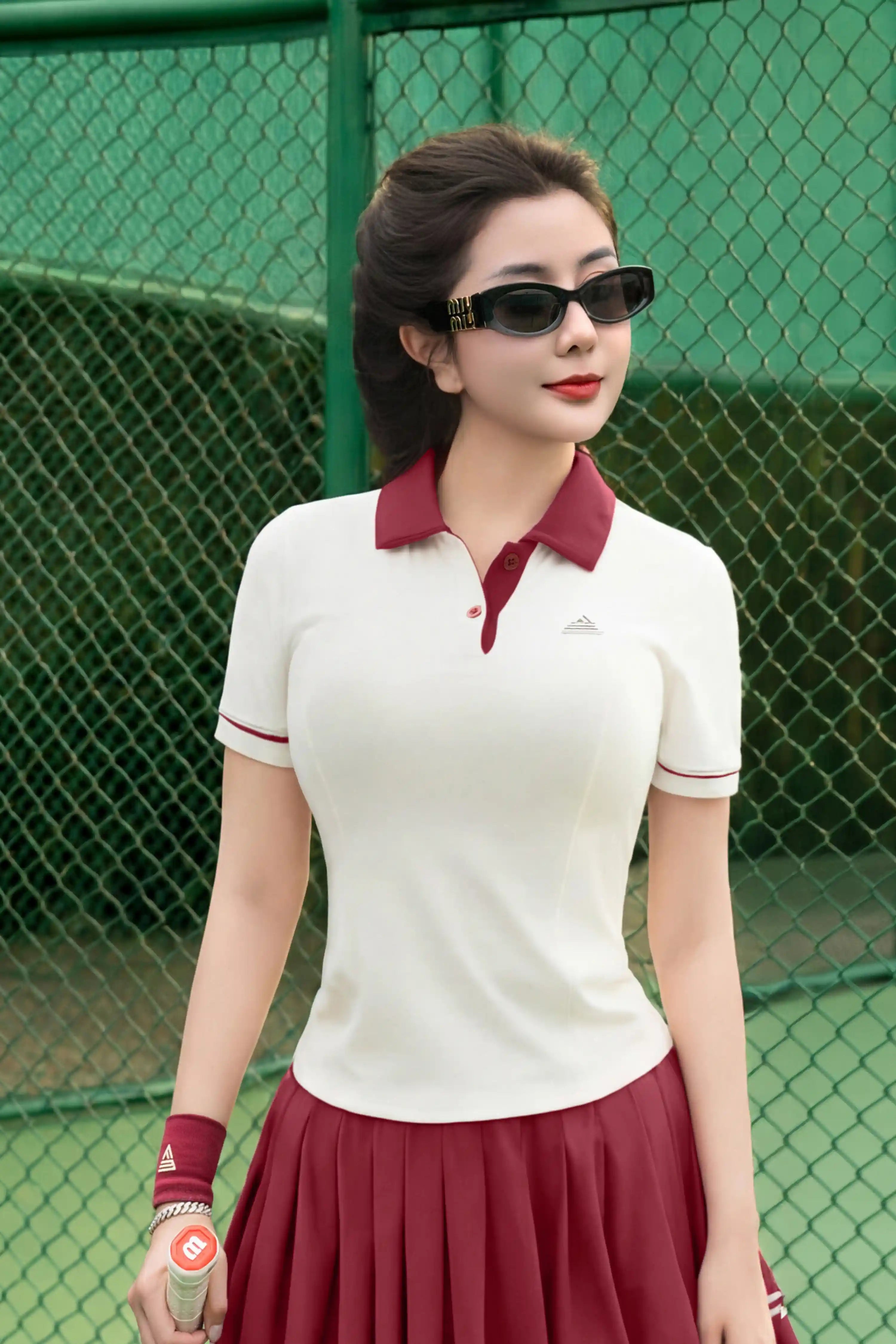 Áo polo tập pickleball tennis nữ APGR01 Trắng