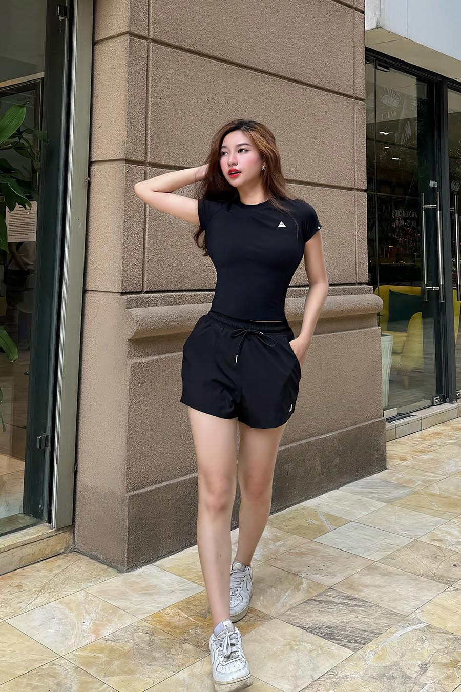 Quần đùi thể thao nữ 2 lớp Fitme - Q2NU01 - Đen - Fitme Sportswear