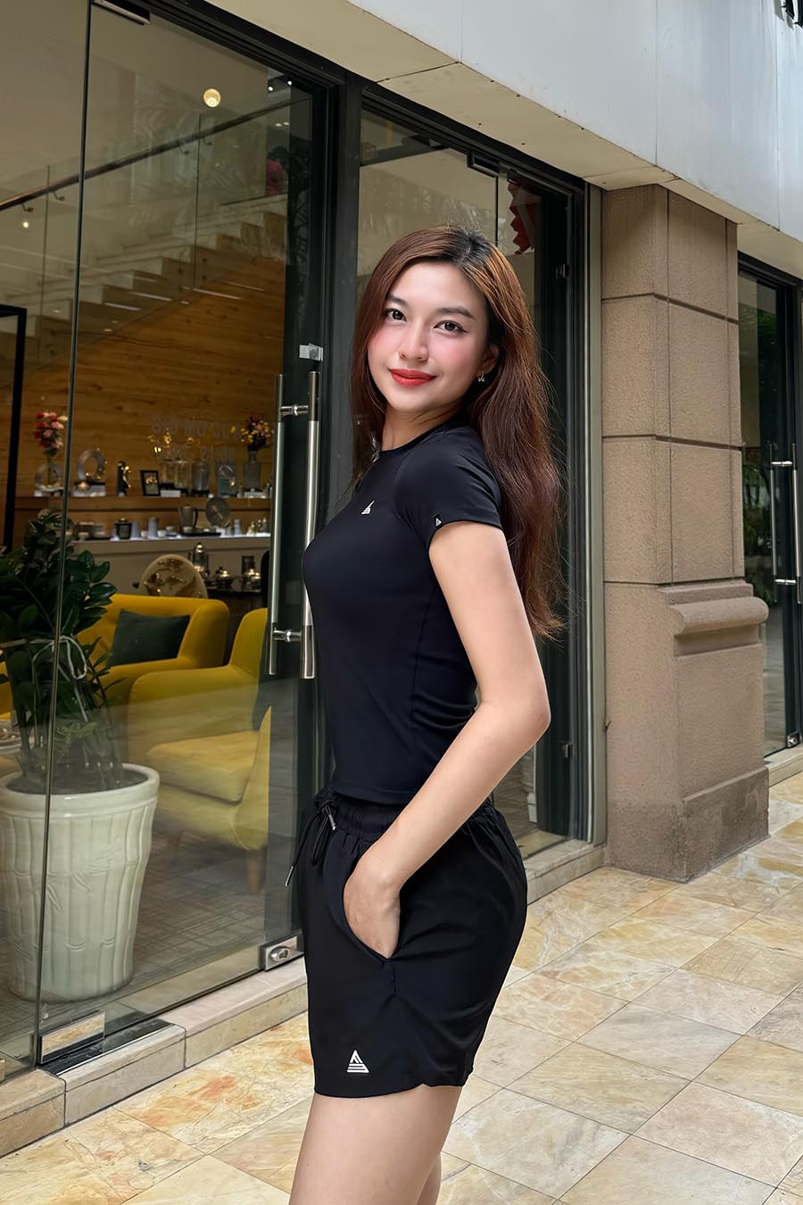 Quần đùi thể thao nữ 2 lớp Fitme - Q2NU01 - Đen - Fitme Sportswear