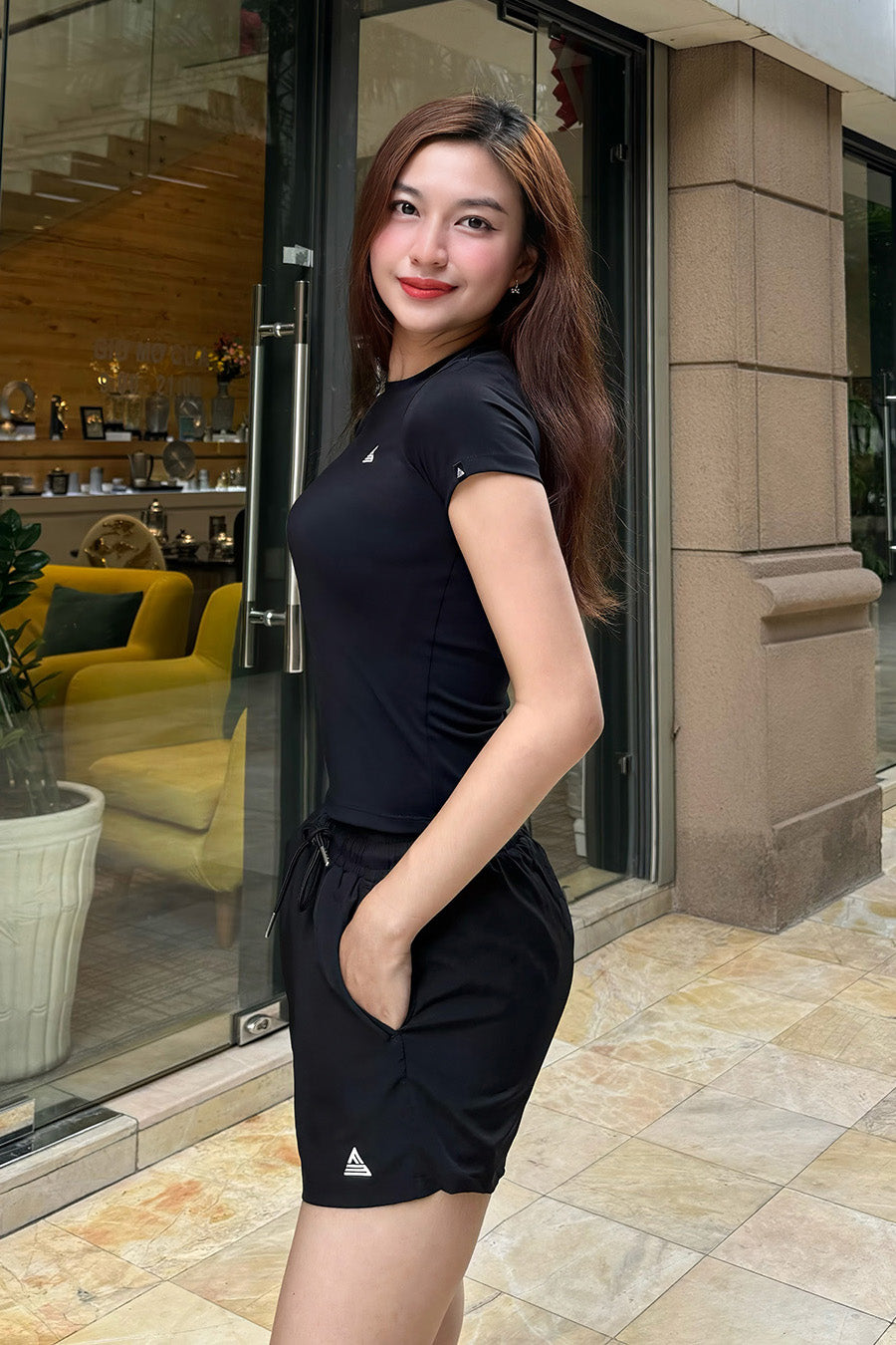 Áo tập tennis pickleball nữ tay ngắn Fitme - ACNB01 - Đen - Fitme Sportswear