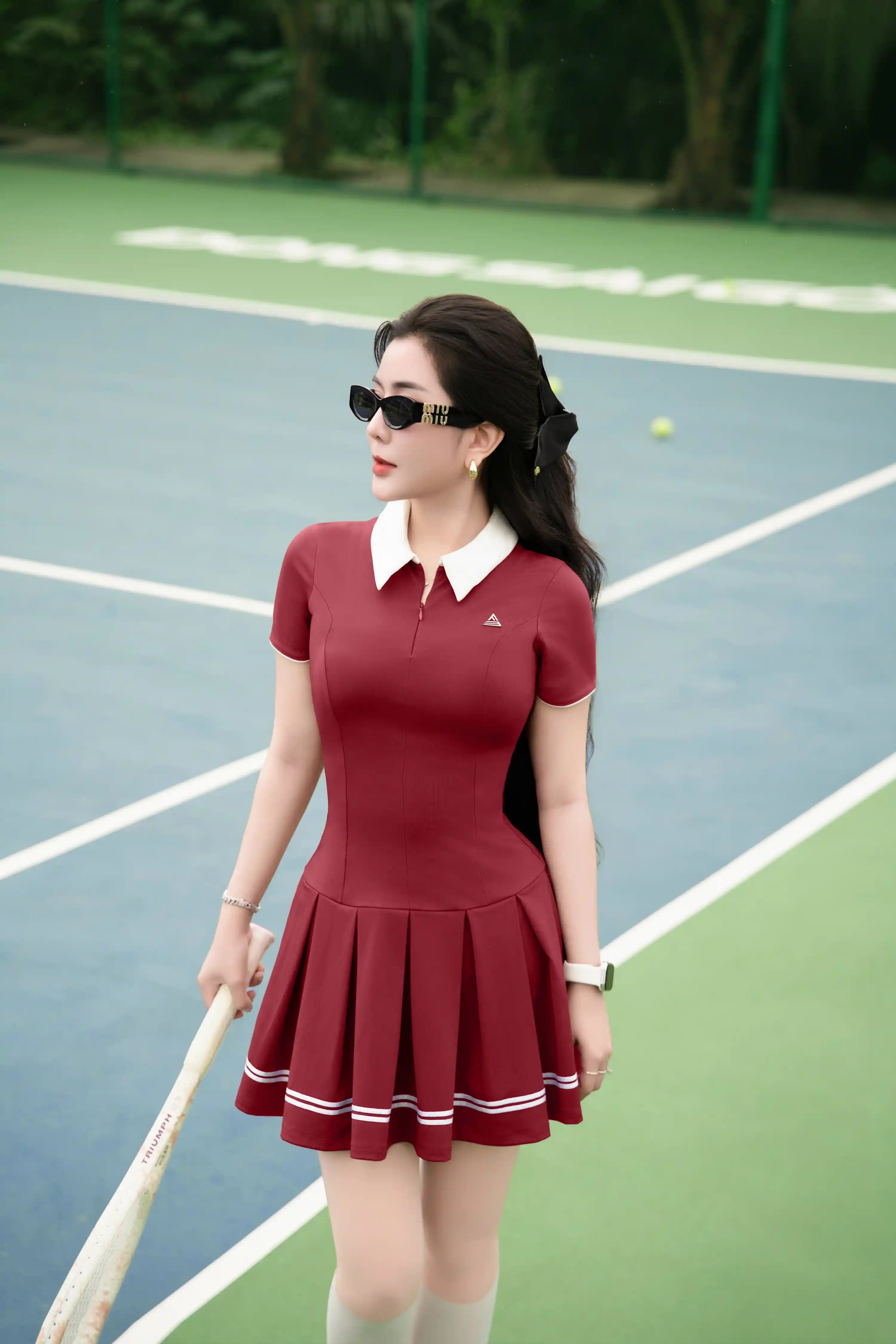 Váy tennis tập pickleball tennis nữ DTGR02 Đỏ