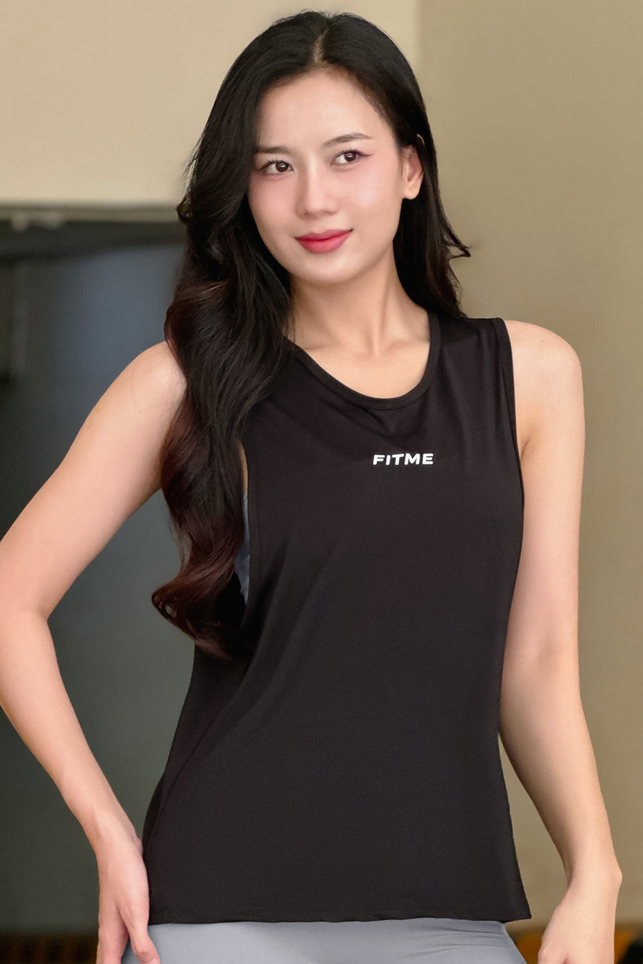 Áo tank top tập gym nữ Fitme Simple - ATTS01 - Đen - Fitme Sportswear