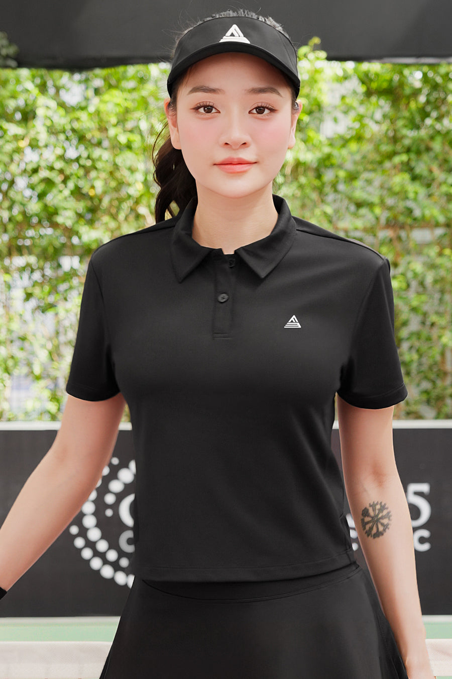 Áo polo thể thao nữ Fitme GOC chất cotton - APLT02 - Đen - Fitme Sportswear