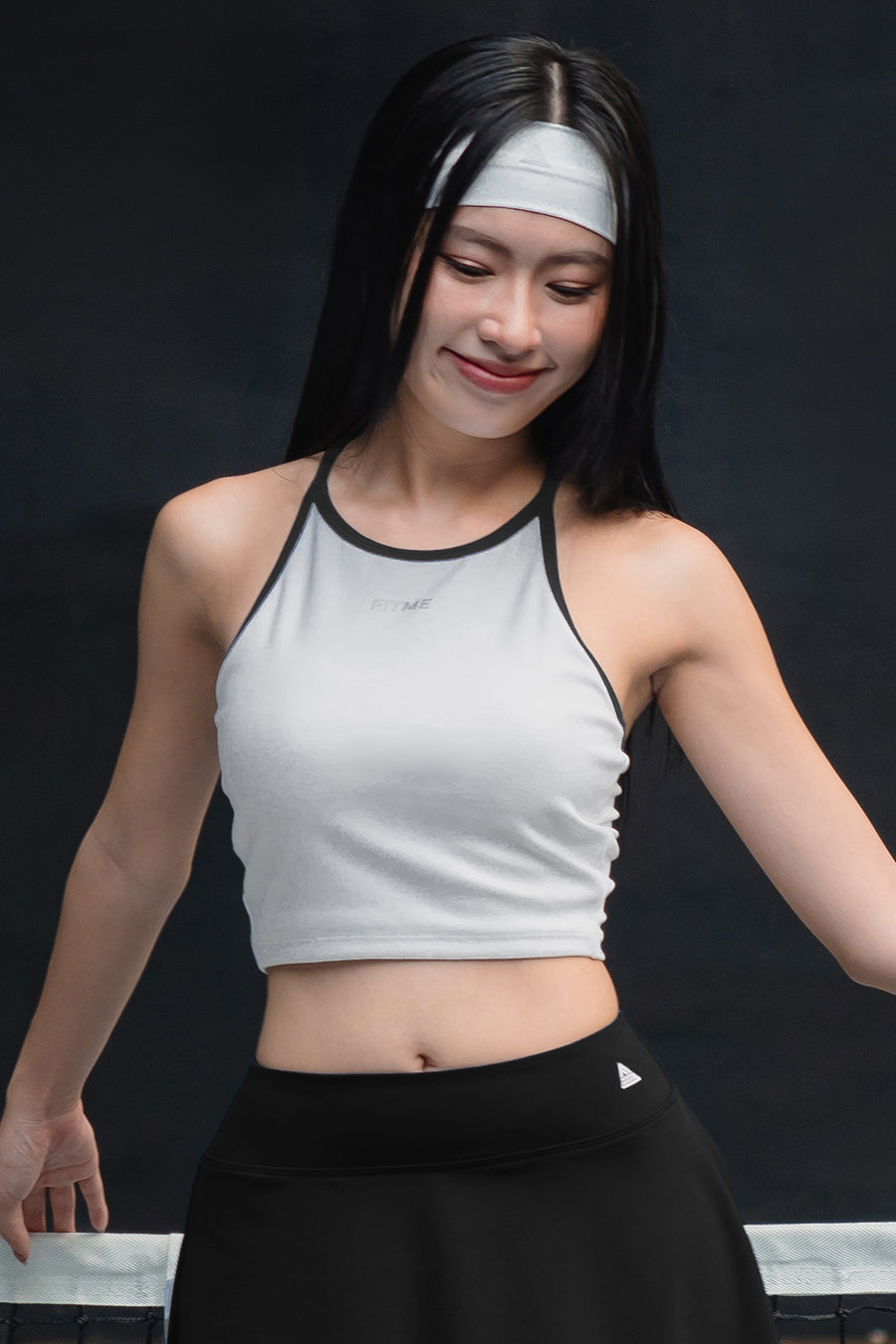Áo pickleball tennis dáng croptop nữ Fitme GOC - ASPV01 - Trắng viền đen - Fitme Sportswear