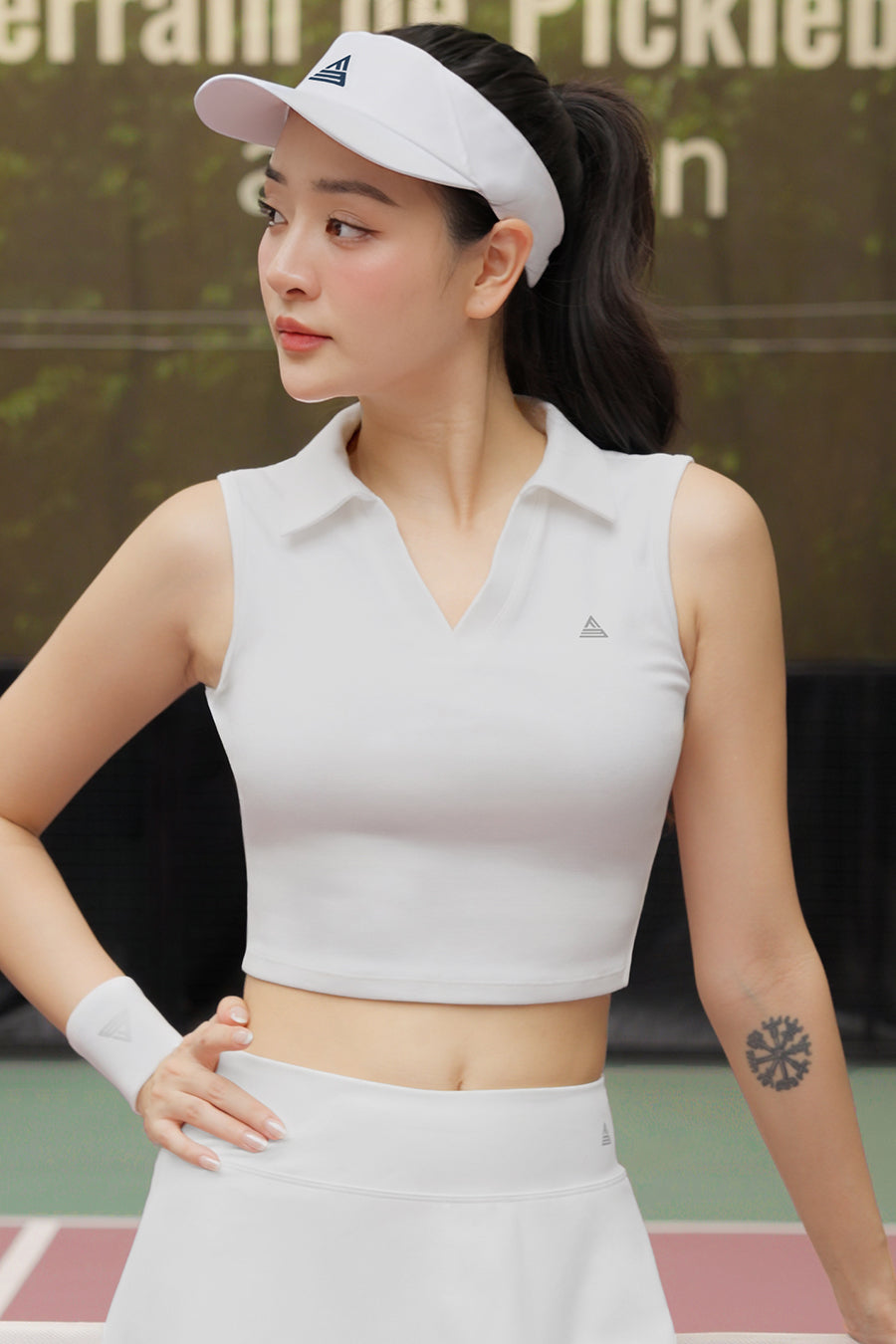 Áo polo sát nách pickleball tennis cầu lông nữ Fitme GOC - APSN01 - Trắng - Fitme Sportswear