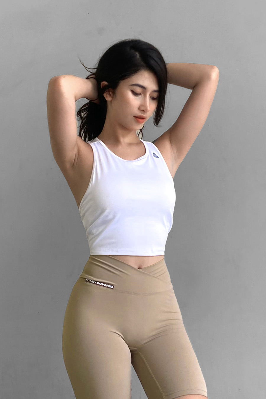 Áo croptop tập gym yoga nữ Fitme Meta - ACRT - Trắng - Fitme Sportswear