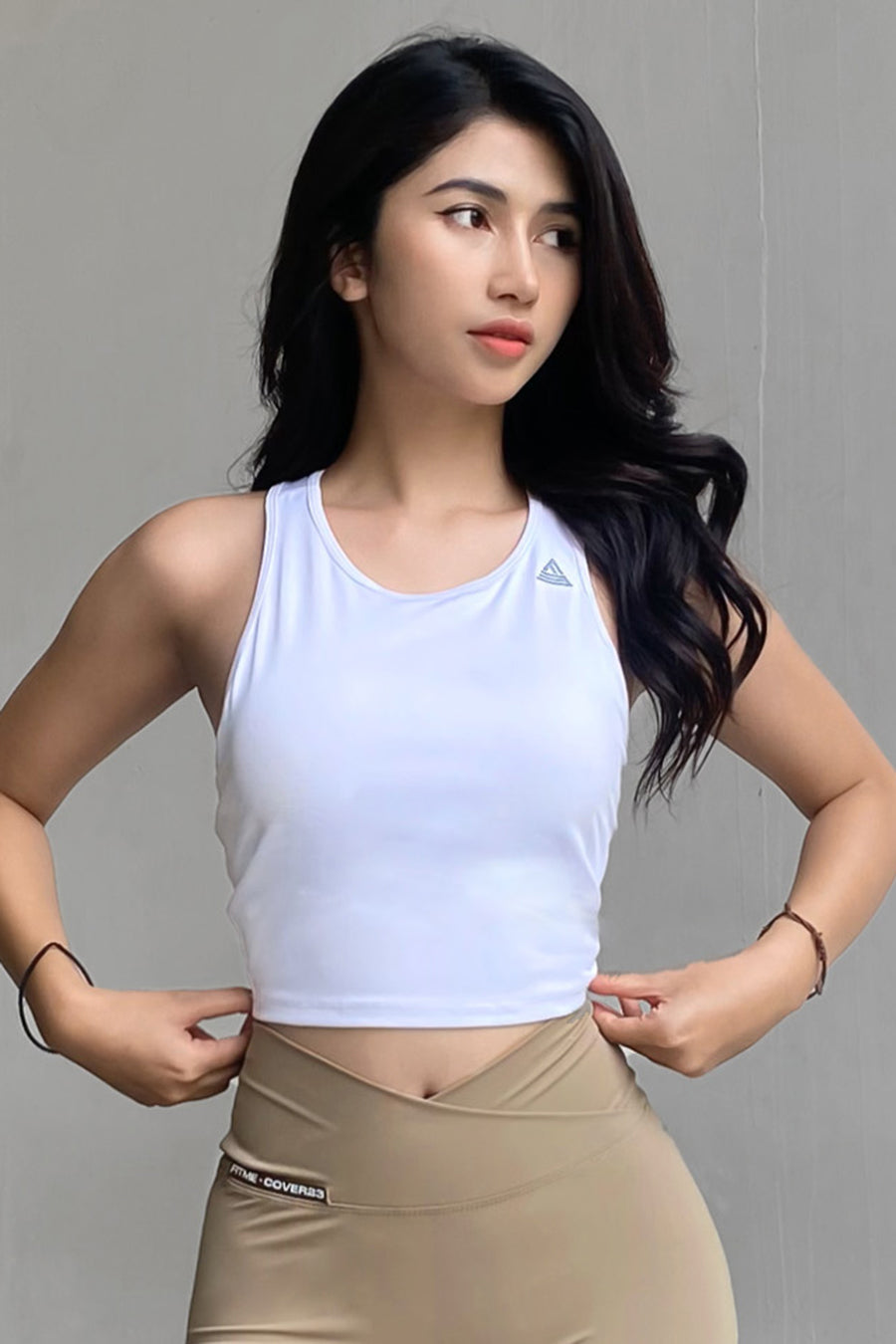 Áo croptop tập gym yoga nữ Fitme Meta - ACRT - Trắng - Fitme Sportswear