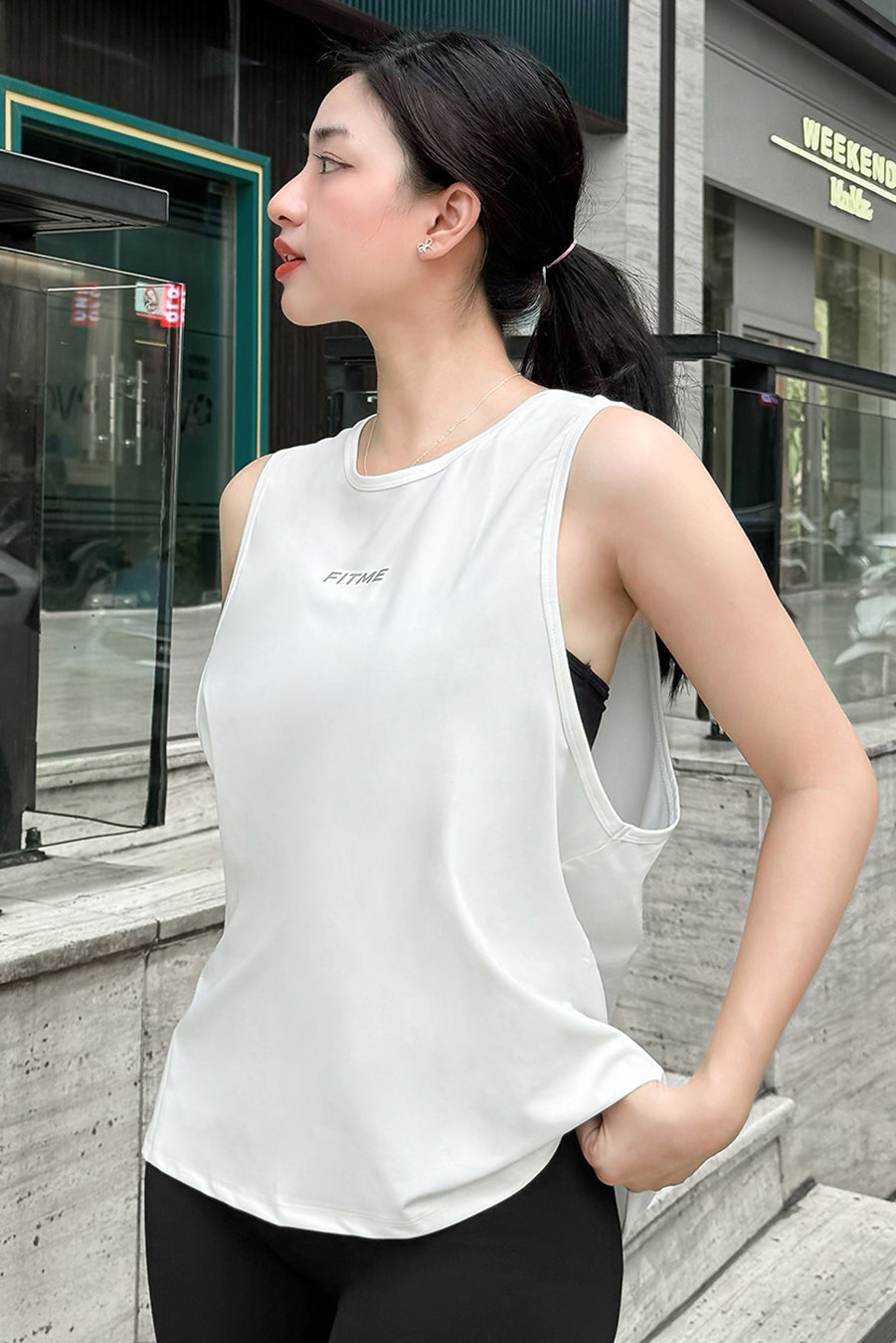 Áo tank top tập gym nữ Fitme Simple - ATTS01 - Trắng - Fitme Sportswear