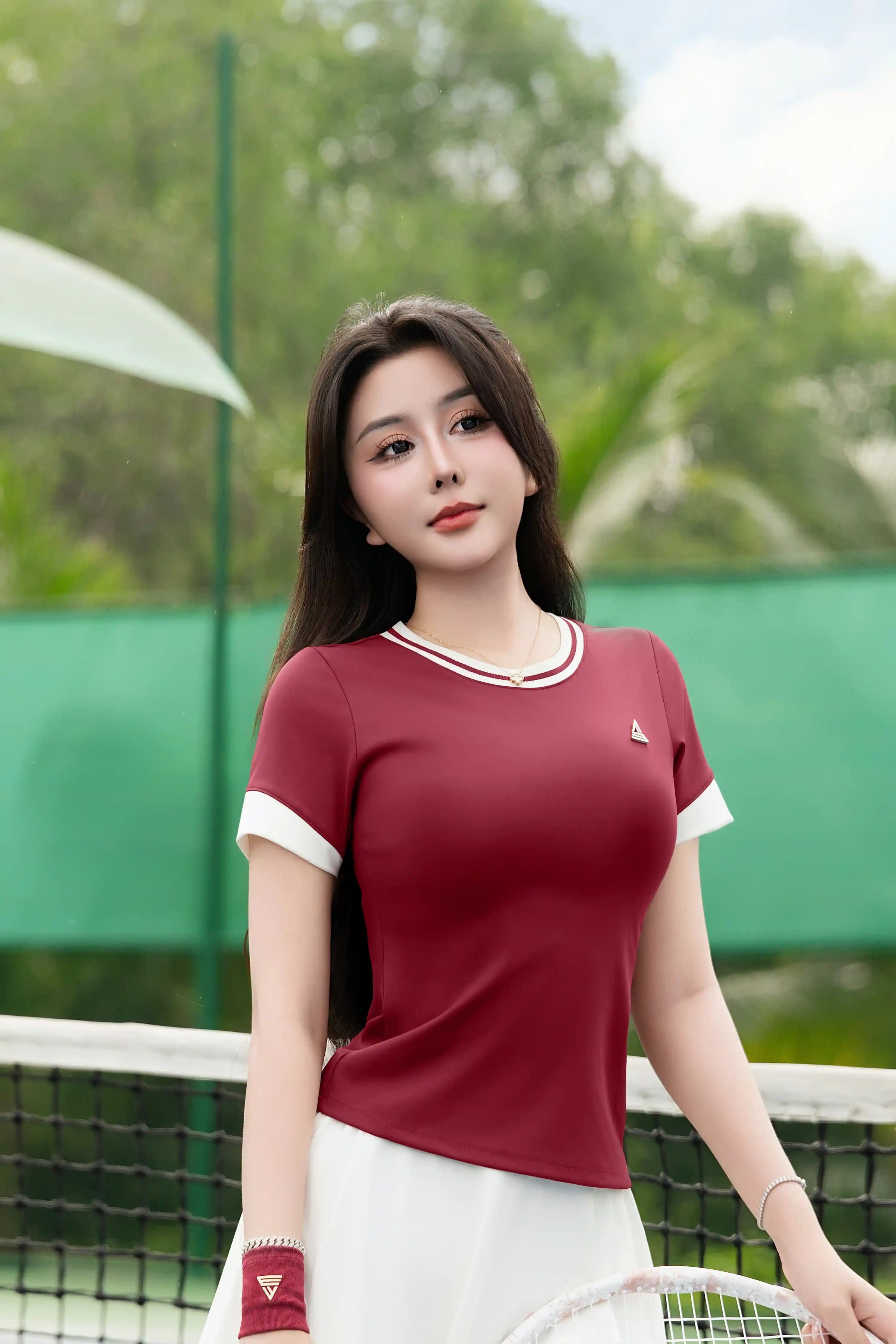 Áo polo tập pickleball tennis nữ ATGR01 Đỏ