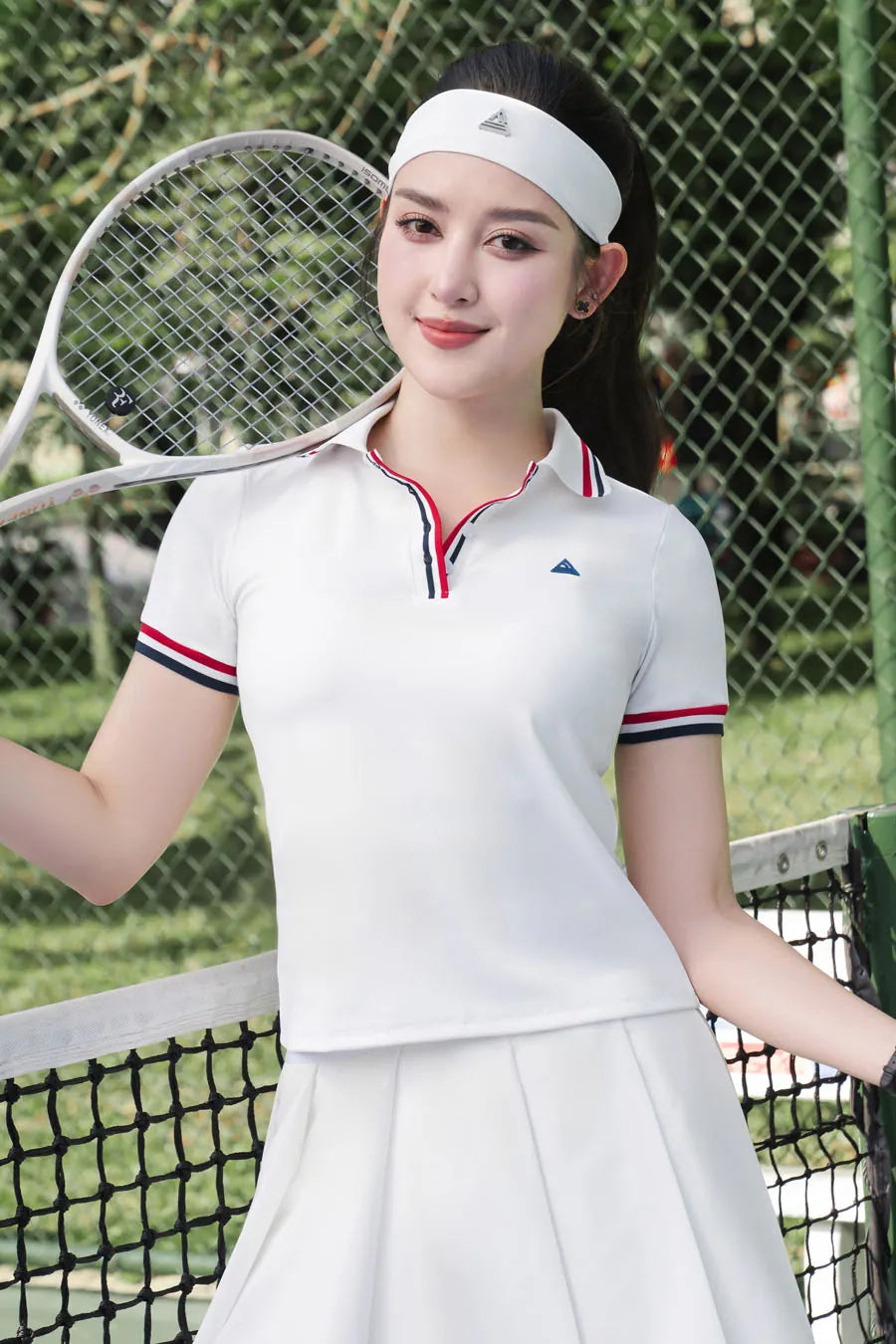 Áo polo Fitme EMBER CE APTN01 Trắng sọc đỏ