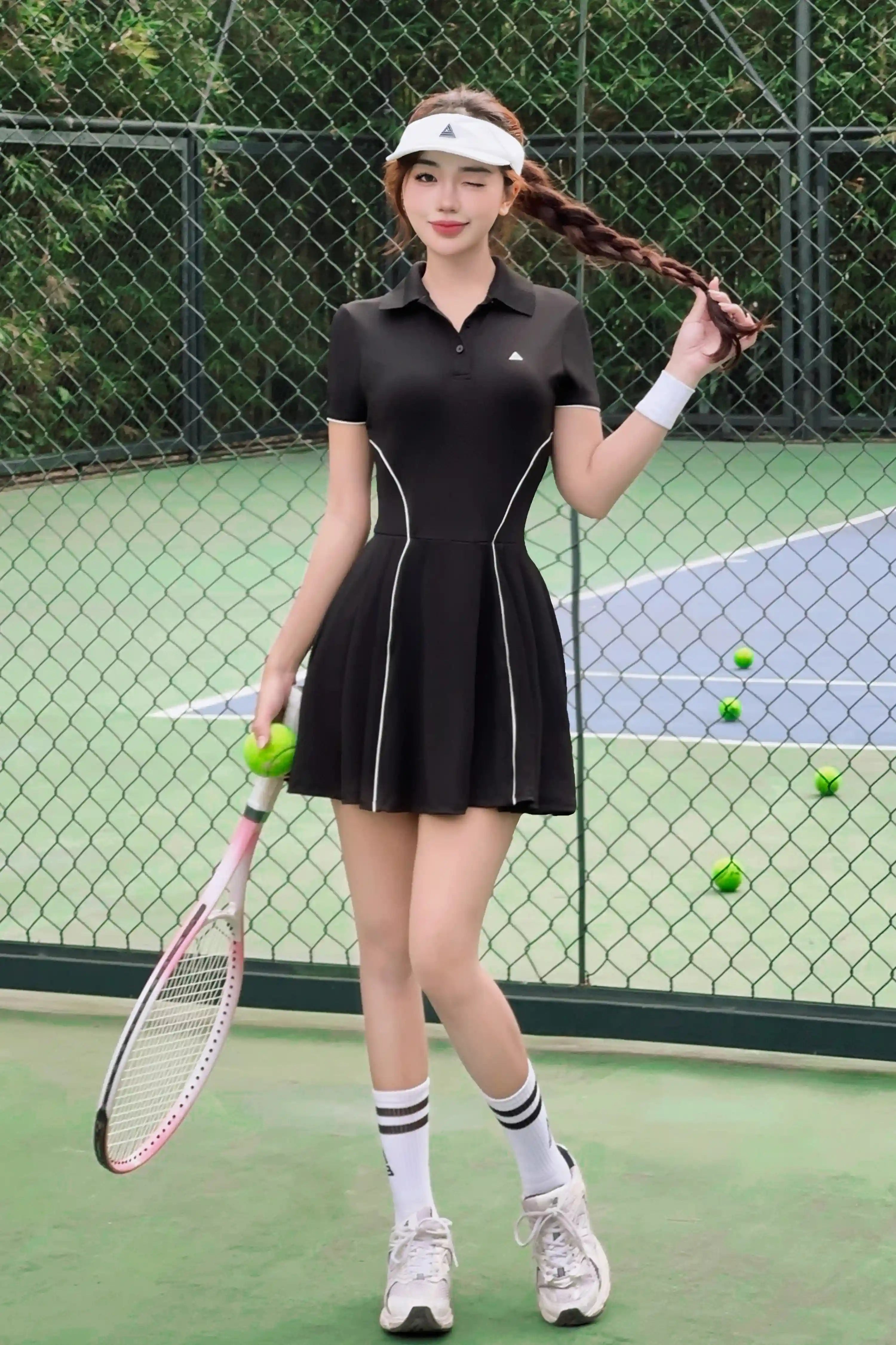 Váy tennis pickleball thể thao nữ Fitme SOFT DTSO02 Đen