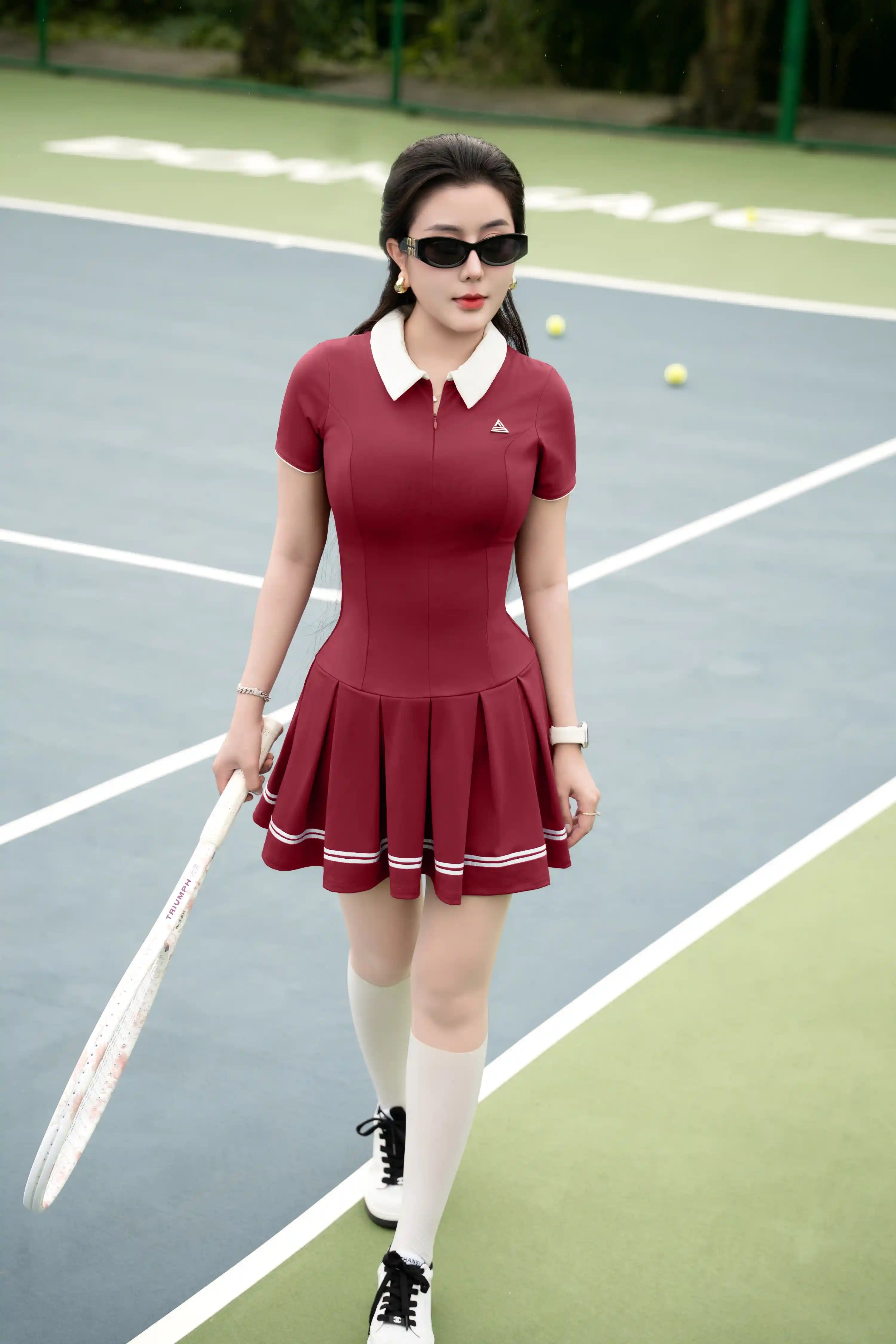 Váy tennis tập pickleball tennis nữ DTGR02 Đỏ