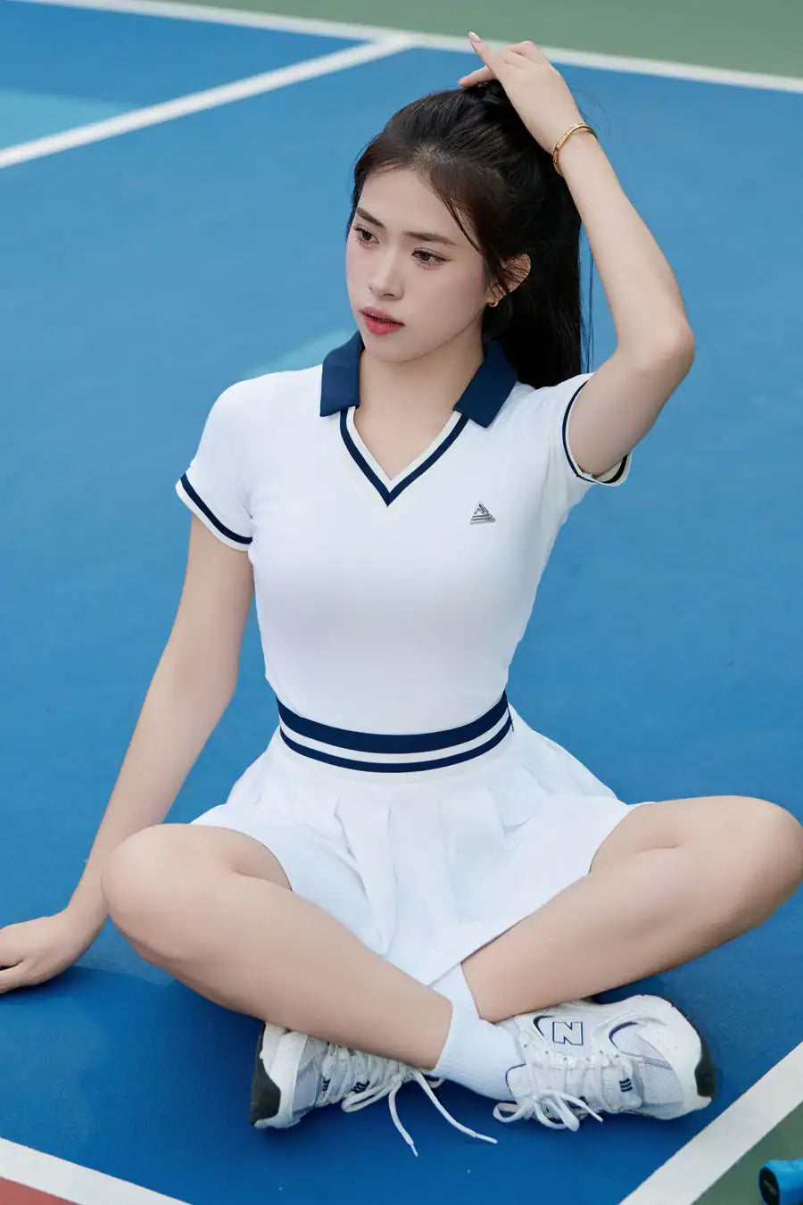Váy GLORY EA DPSP01 Trắng sọc navy