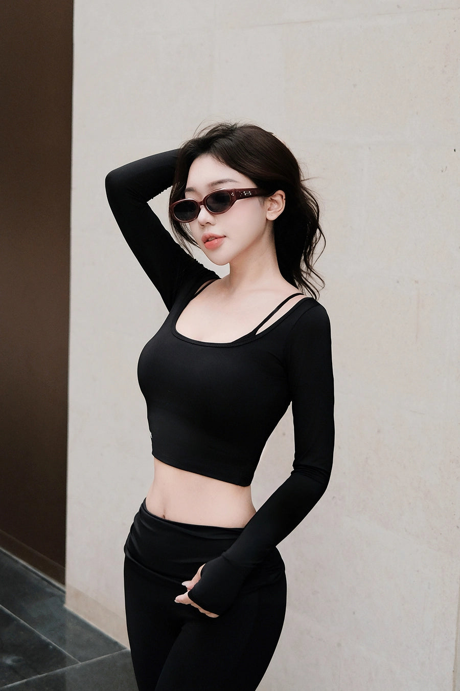 Áo thun dài tay pilates Fitme Bloom ATBL01 - Đen