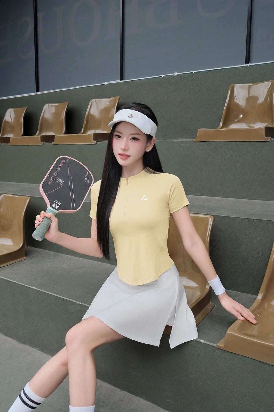 Áo thun tập gym yoga nữ Fitme SOFT ATSO01 Vàng pastel