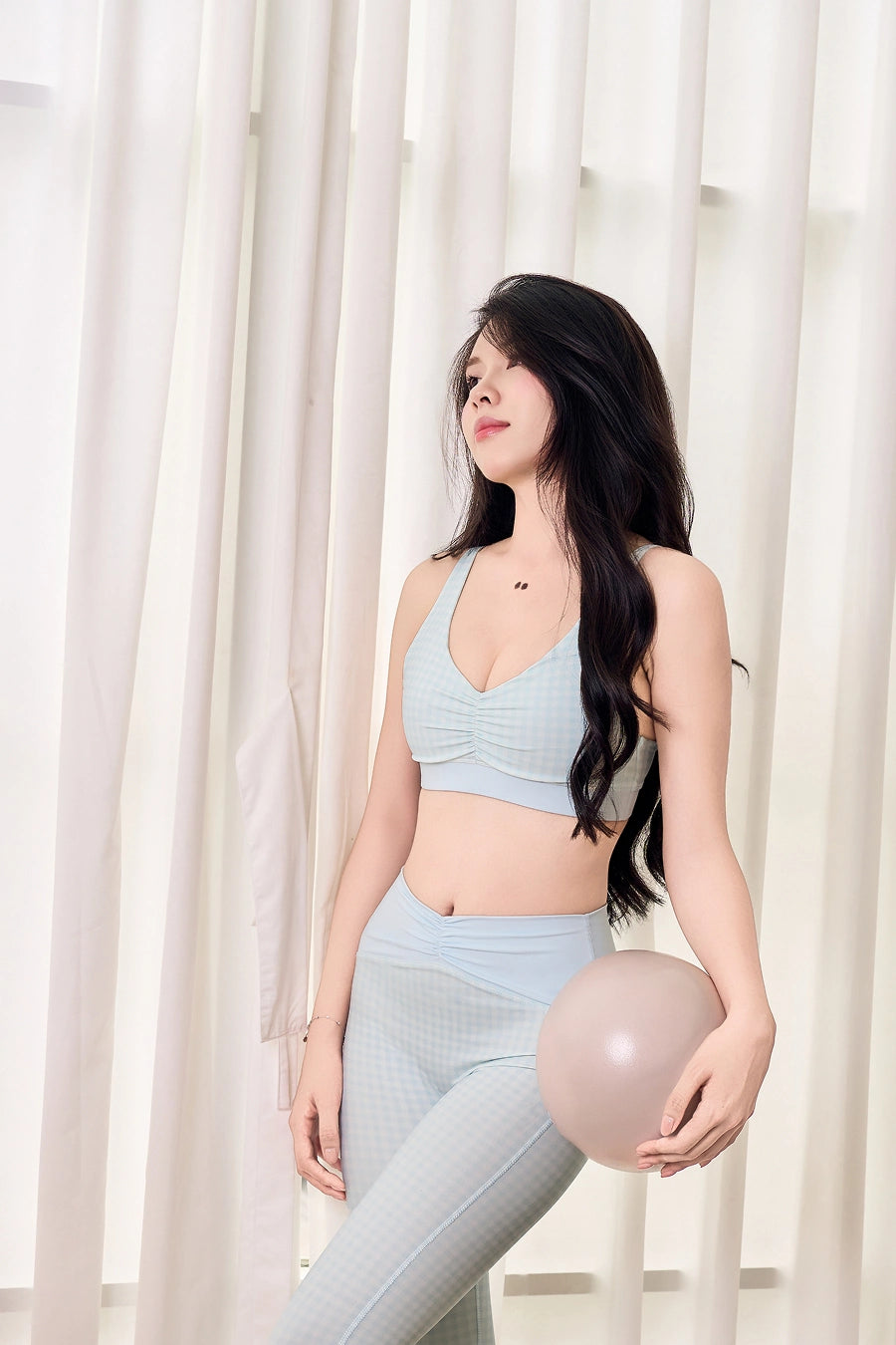 Áo bra Fitme Rosy Gingham Princess BRSL01 - Xanh Pastel - Fitme Sportswear