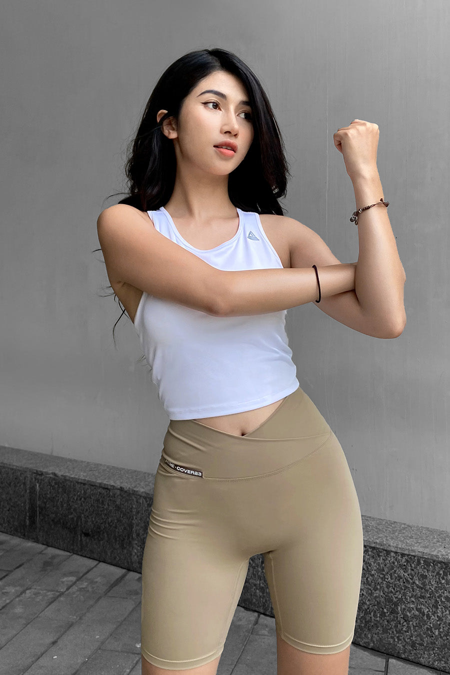 Áo croptop tập gym yoga nữ Fitme Meta - ACRT - Trắng - Fitme Sportswear