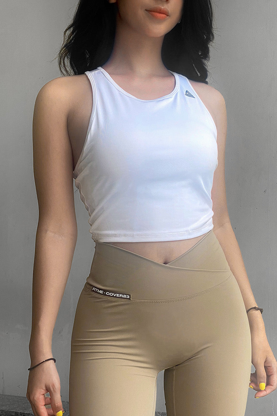 Áo croptop tập gym yoga nữ Fitme Meta - ACRT - Trắng - Fitme Sportswear