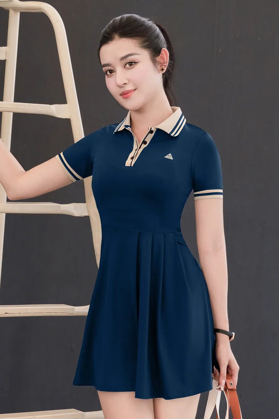 Váy Fitme ECHO CE DXTN01 Navy cổ be