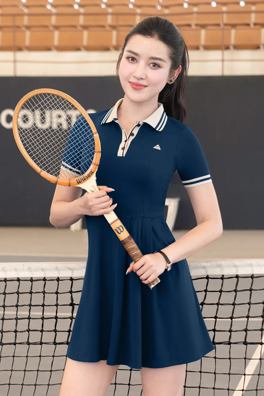 Váy Fitme ECHO CE DXTN01 Navy cổ be