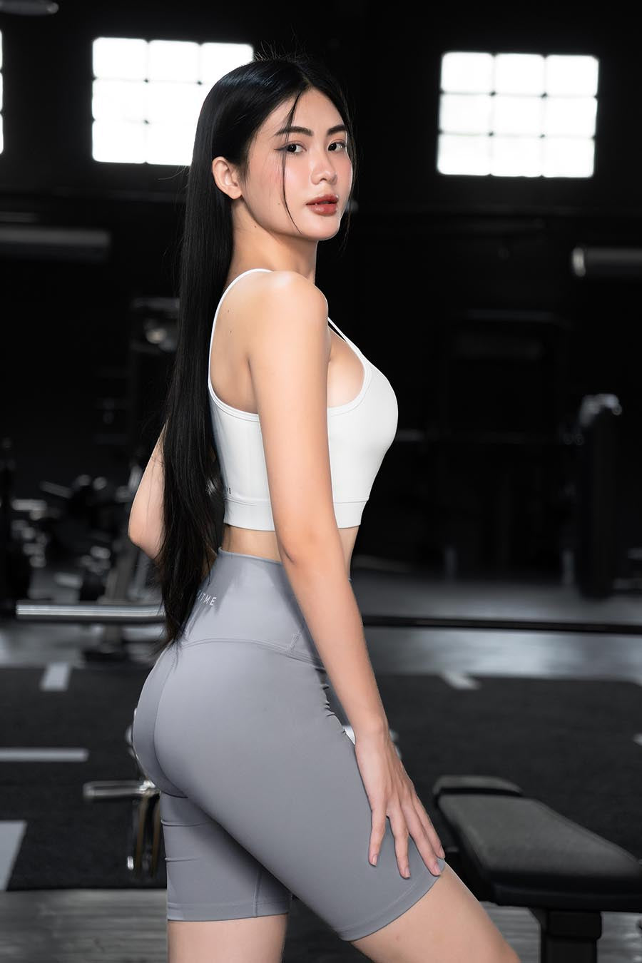 Quần legging lửng tập yoga cạp ngang - Rhino Grey - Fitme Sportswear