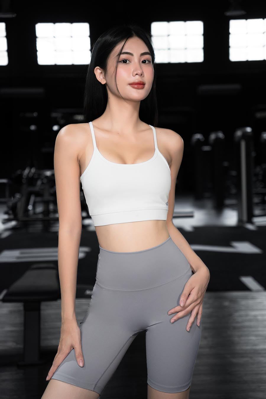 Quần legging lửng tập yoga cạp ngang - Rhino Grey - Fitme Sportswear