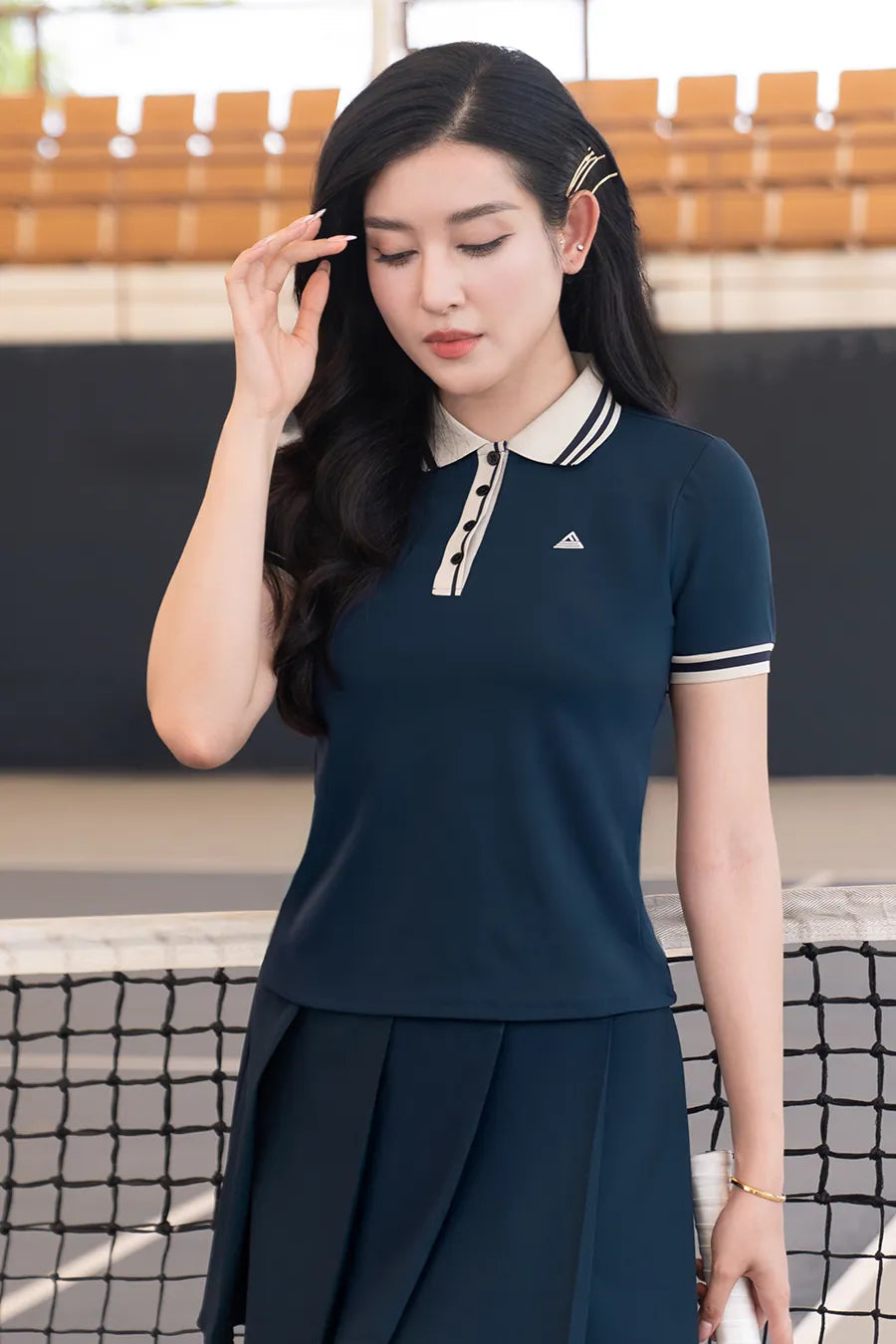 Áo polo Fitme EMBER CE APTN01 Navy cổ be
