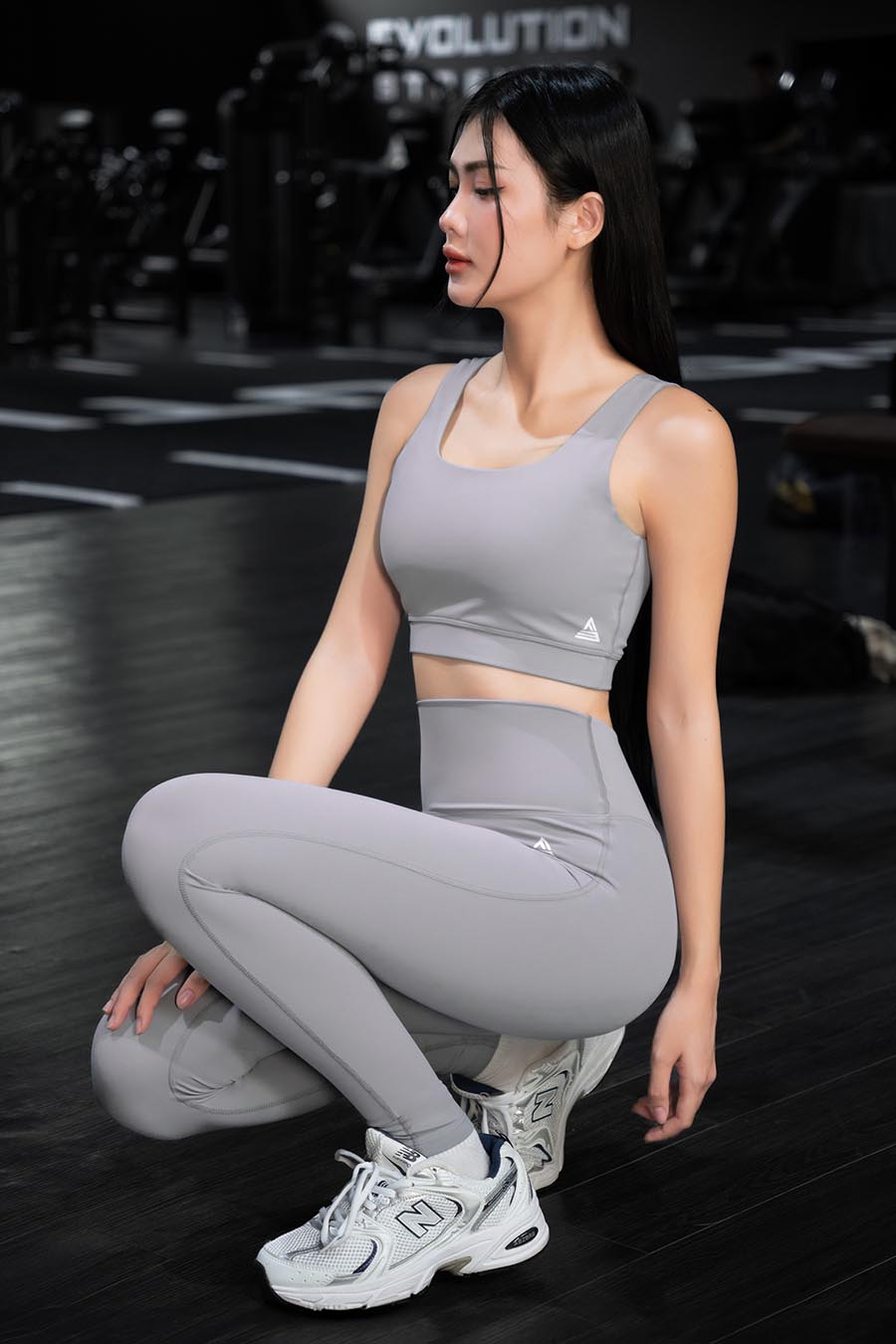 Quần legging dài tập yoga cạp ngang Zeta - Rhino Grey - Fitme Sportswear