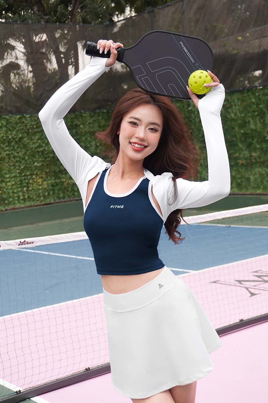 Áo croptop pickleball tennis nữ Fitme GOC - ACPV01 - Navy viền Trắng - Fitme Sportswear