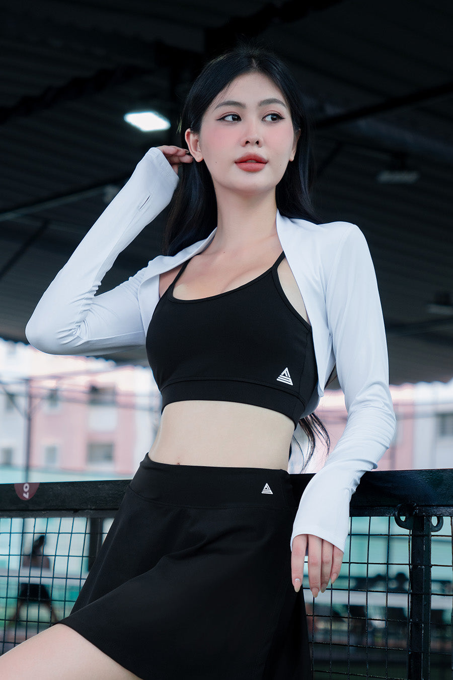 Áo khoác thể thao nữ dáng lửng tập gym chơi tennis pickleball nữ Fitme GOC - ANCD01 - Trắng - Fitme Sportswear