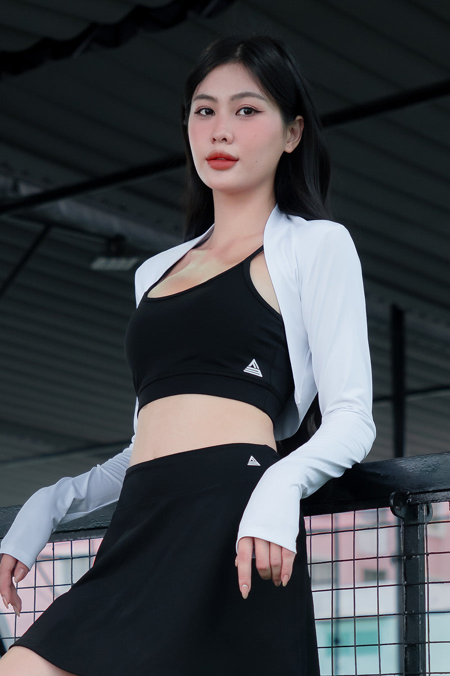 Áo khoác thể thao nữ dáng lửng tập gym chơi tennis pickleball nữ Fitme GOC - ANCD01 - Trắng - Fitme Sportswear