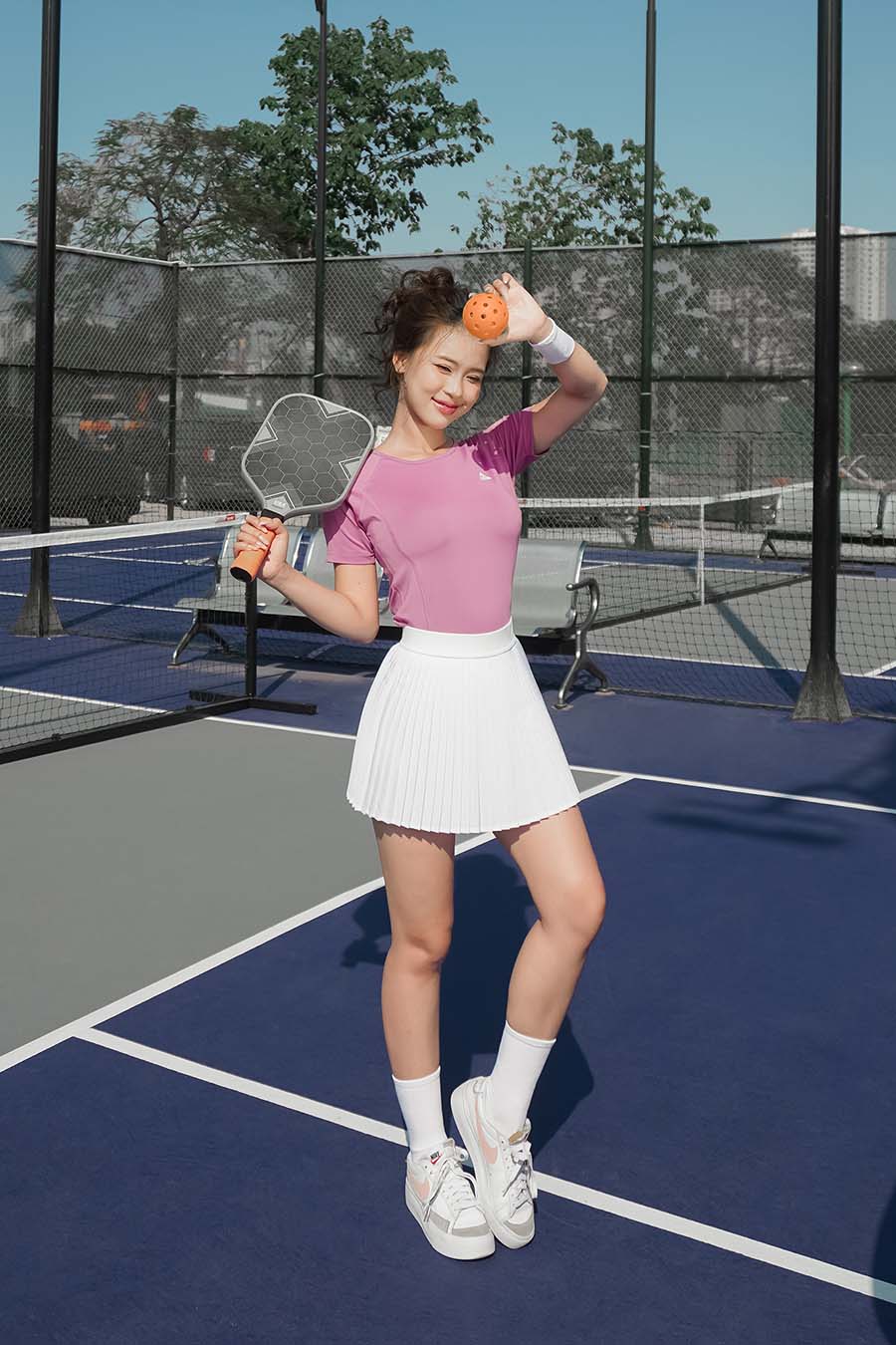 Chân váy xếp ly thể thao nữ Fitme GOC - VXLN01 - Trắng - Fitme Sportswear