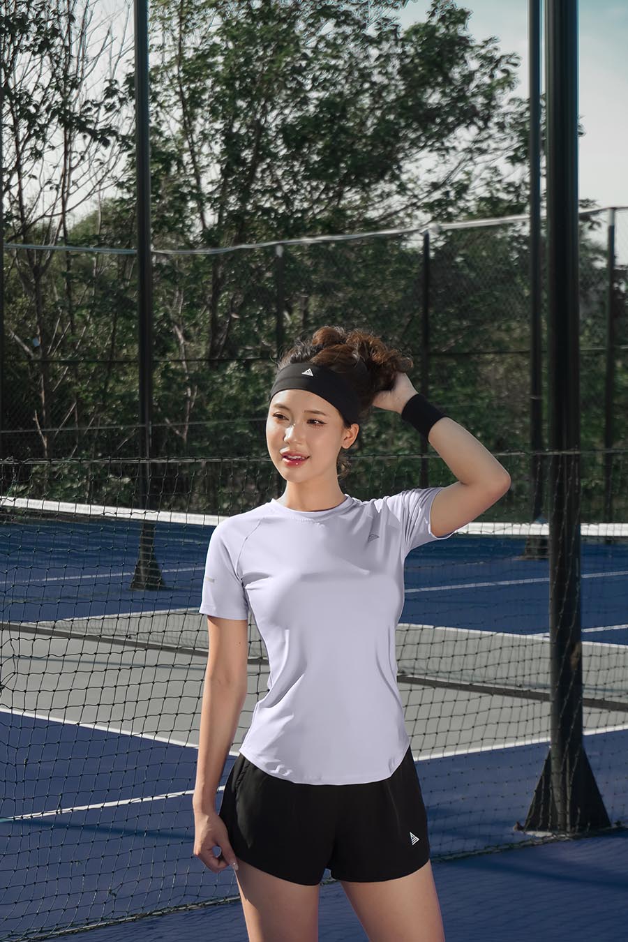 Áo thun thể thao nữ vạt bầu - Tím Pastel - Fitme Sportswear