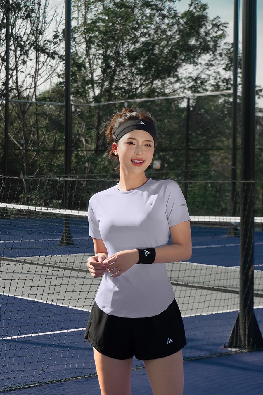 Áo thun thể thao nữ vạt bầu - Tím Pastel - Fitme Sportswear