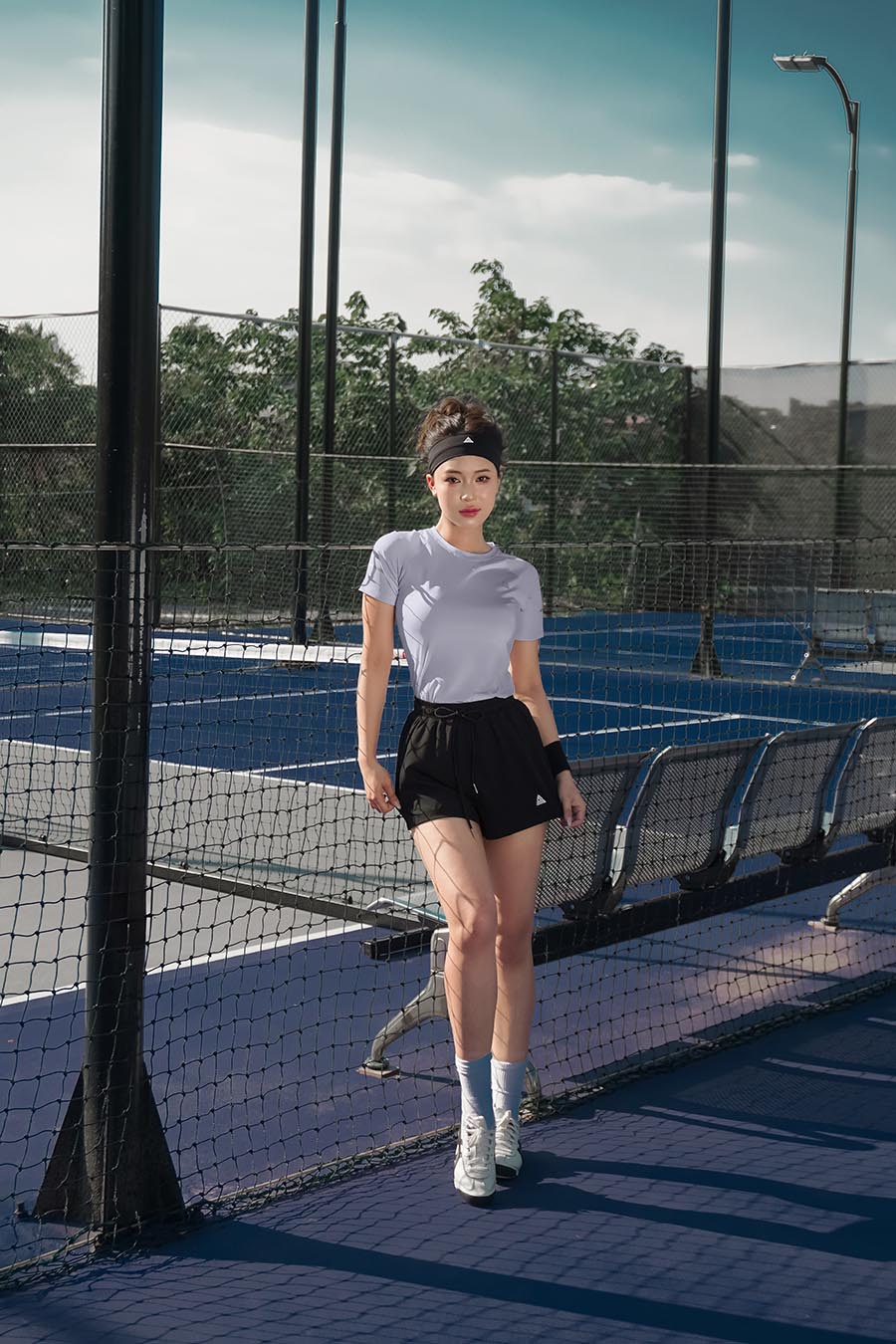 Áo thun thể thao nữ vạt bầu - Tím Pastel - Fitme Sportswear