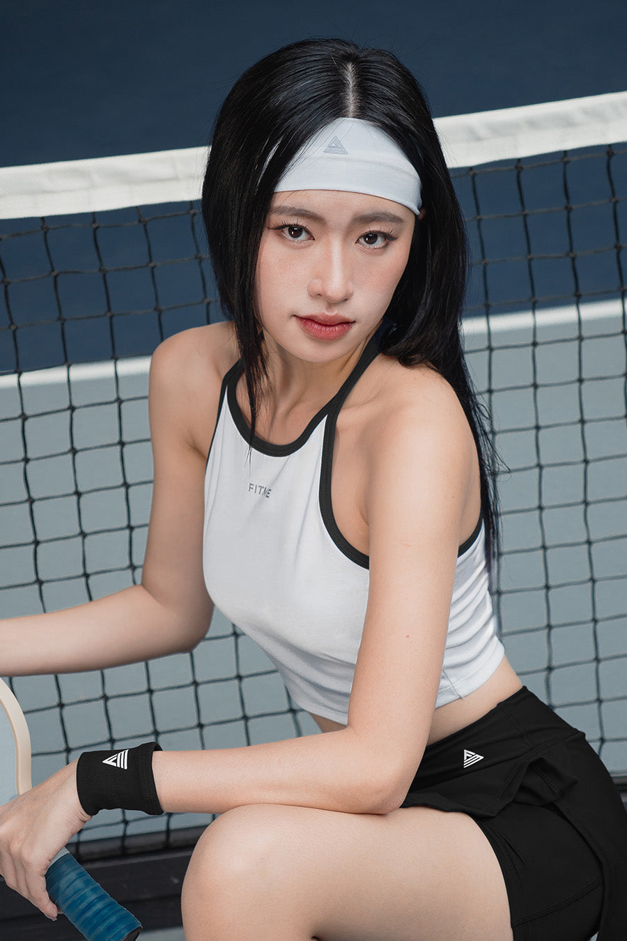 Áo pickleball tennis dáng croptop nữ Fitme GOC - ASPV01 - Trắng viền đen - Fitme Sportswear